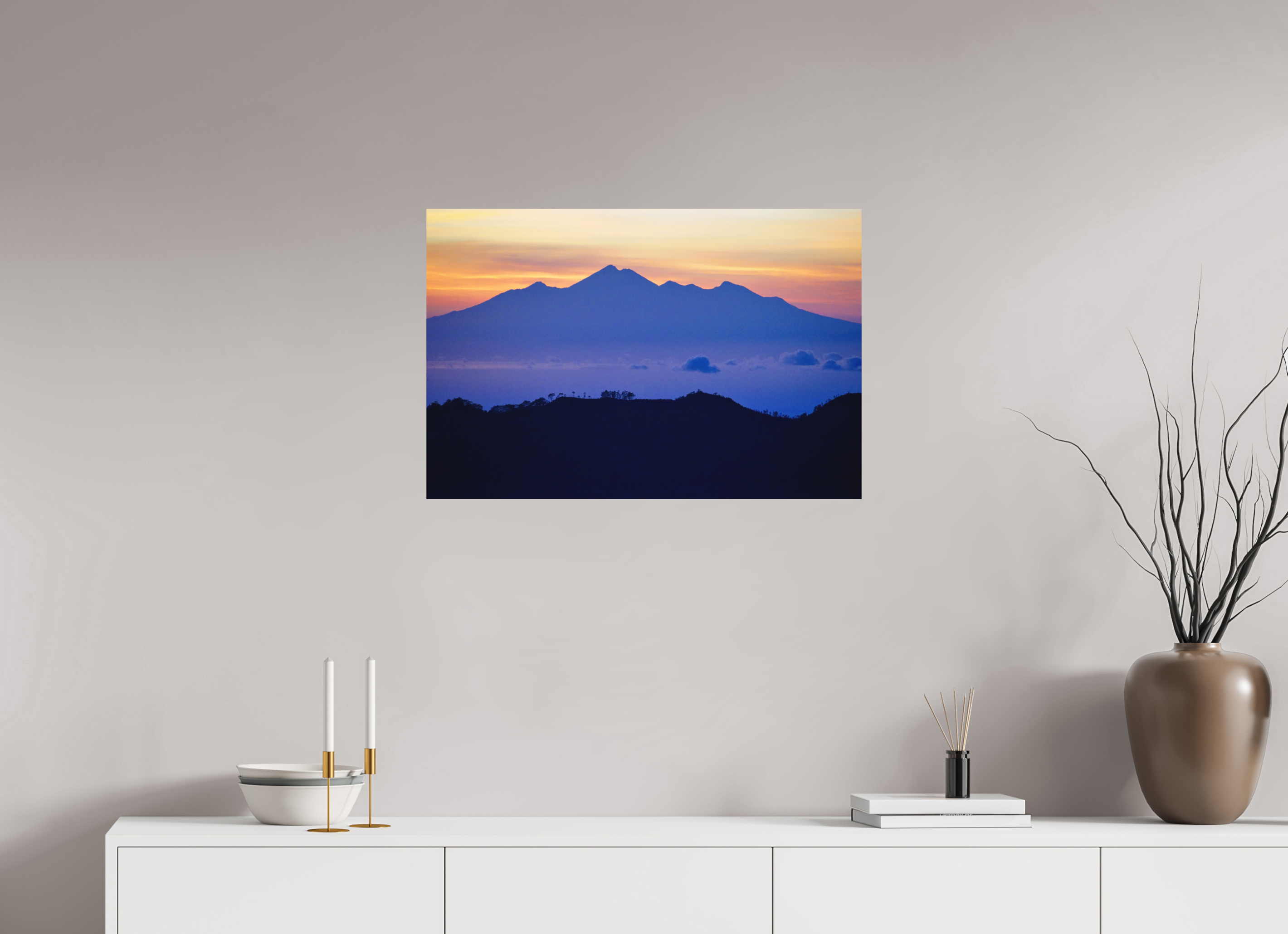 75 x 50 cm, Fine Art Print Smooth Mount Agung at Sunrise - Bali - Indonesia