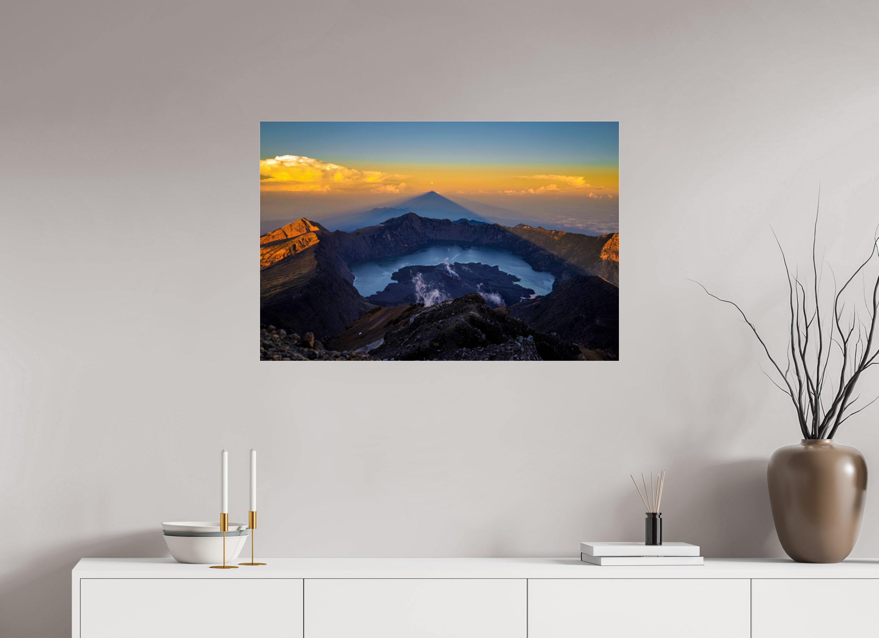 90 x 60 cm, Photo Print Under Acrylic Glass The Caldera of Mount Rinjani - Lombok - Indonesia