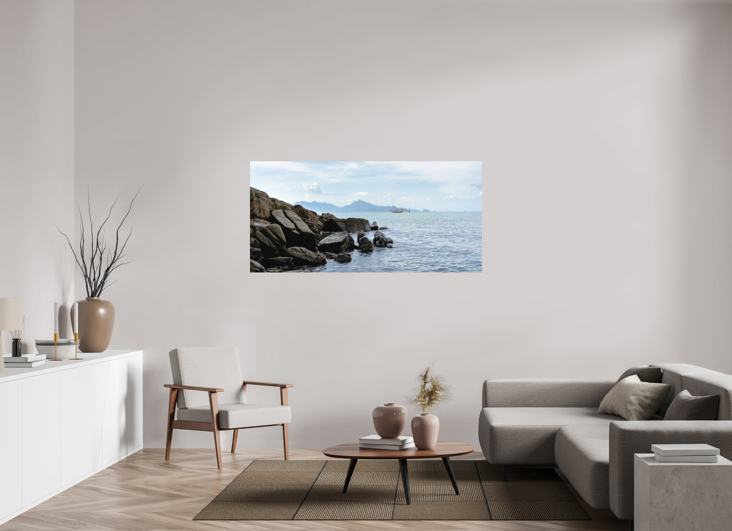 167 x 80 cm, Fine Art Print Smooth Black Rocks