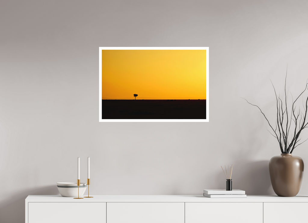 75 x 50 cm, Print on Forex with Mounting Golden Sky over the African Savannah