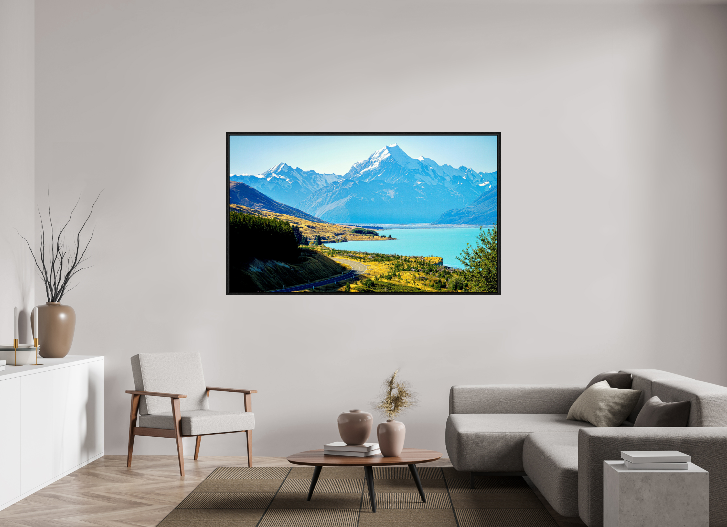 188.2 x 110 cm, Floater Frame Mount Cook Majesty