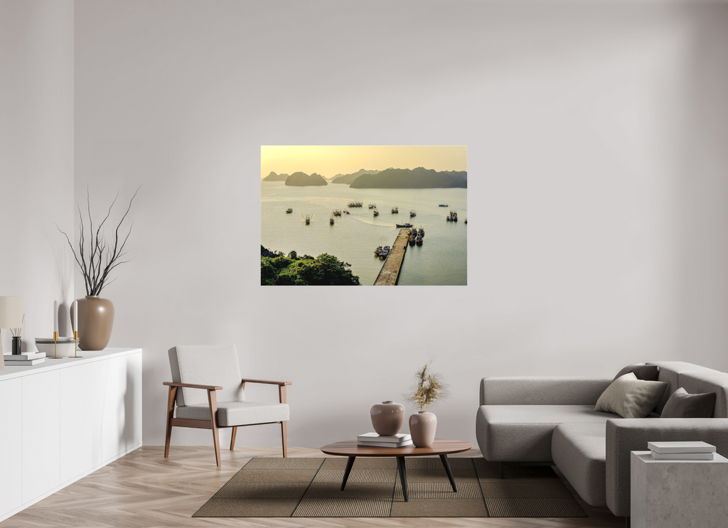 147.8 x 100 cm, Matte Canvas on Stretcher Frame Golden Harbour – Cat Ba Island, Vietnam