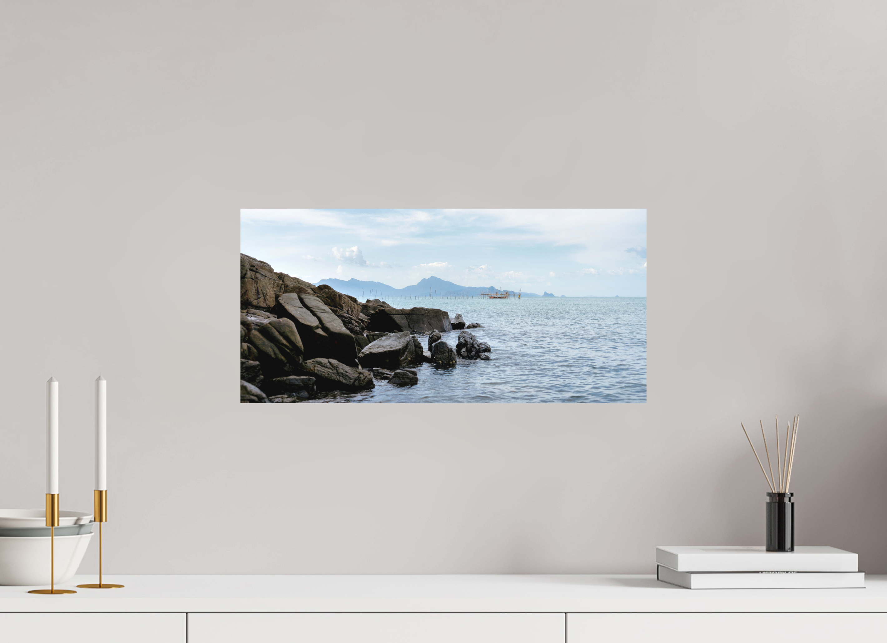 52.2 x 25 cm, Fine Art Print Smooth Black Rocks