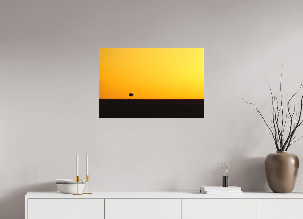 75 x 50 cm, Matte Canvas on Stretcher Frame Golden Sky over the African Savannah