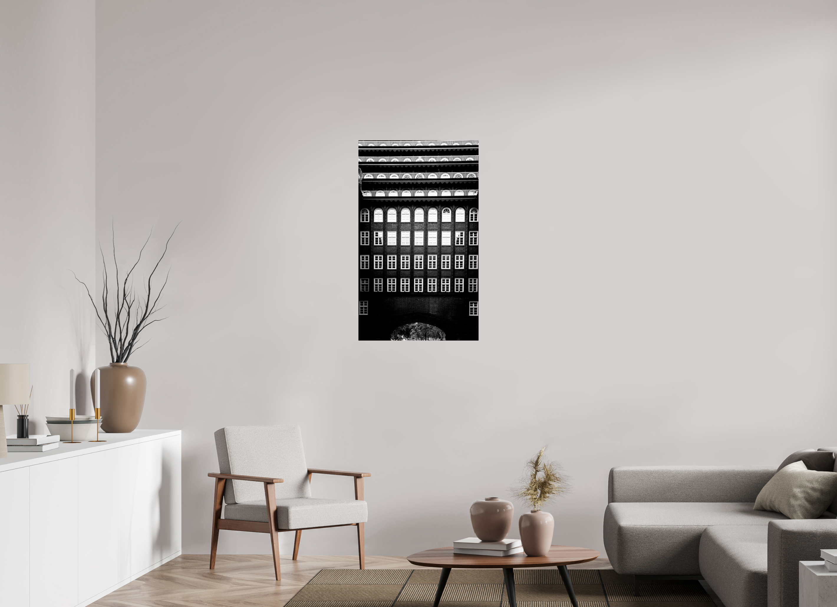 60 x 100 cm, Photo Print Baryta in Monochrome Chilehaus Expressionism, Hamburg, Germany