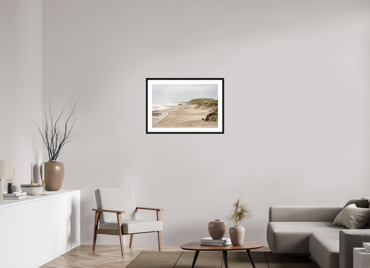 75 x 50 cm, Smooth Natural Paper Print with Frame Northern Dunes - Hvide Sande - Denmark
