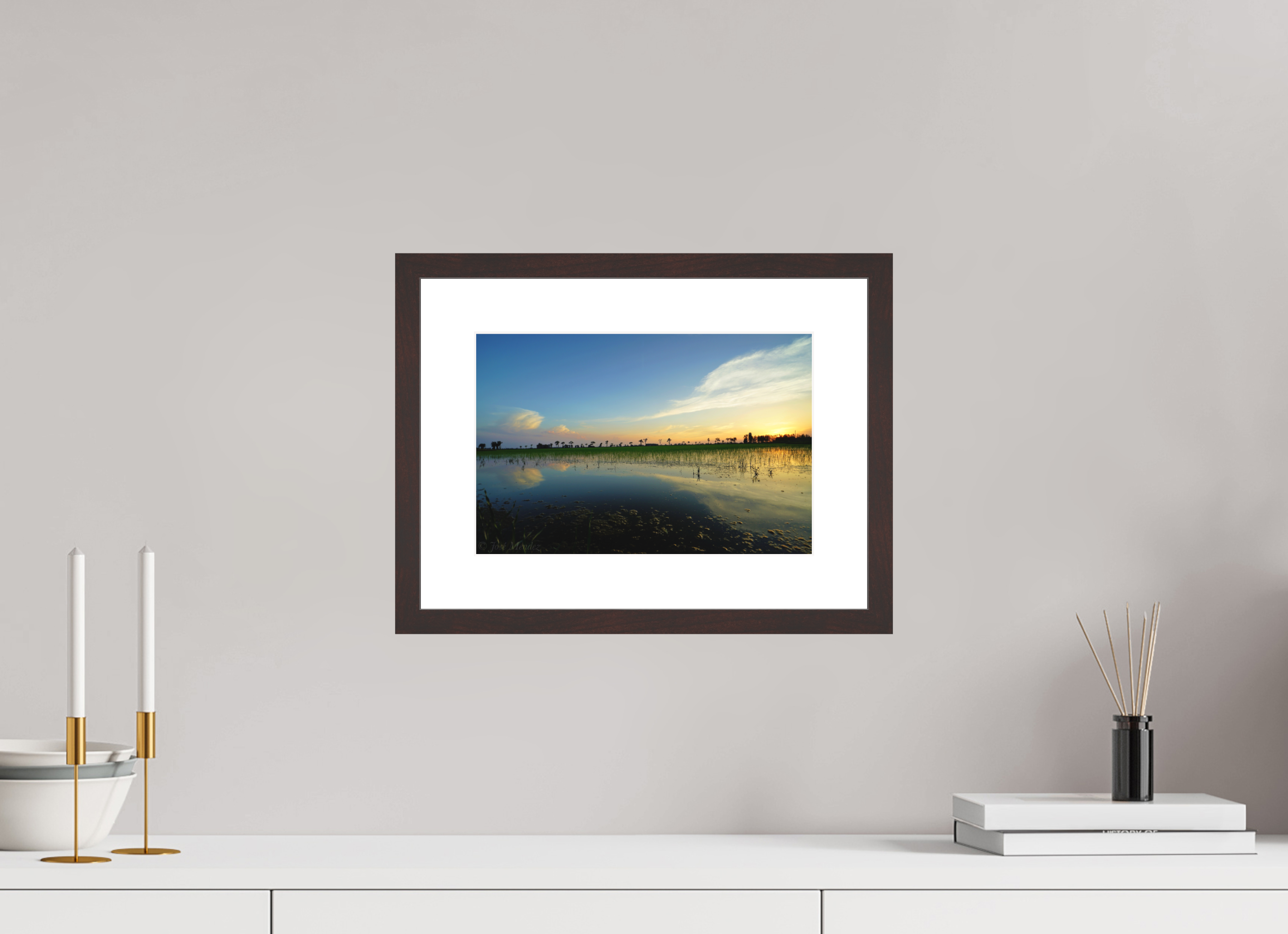 30 x 20 cm, Baryta Prestige II with Matte Float Glass Rice Fields at Dusk