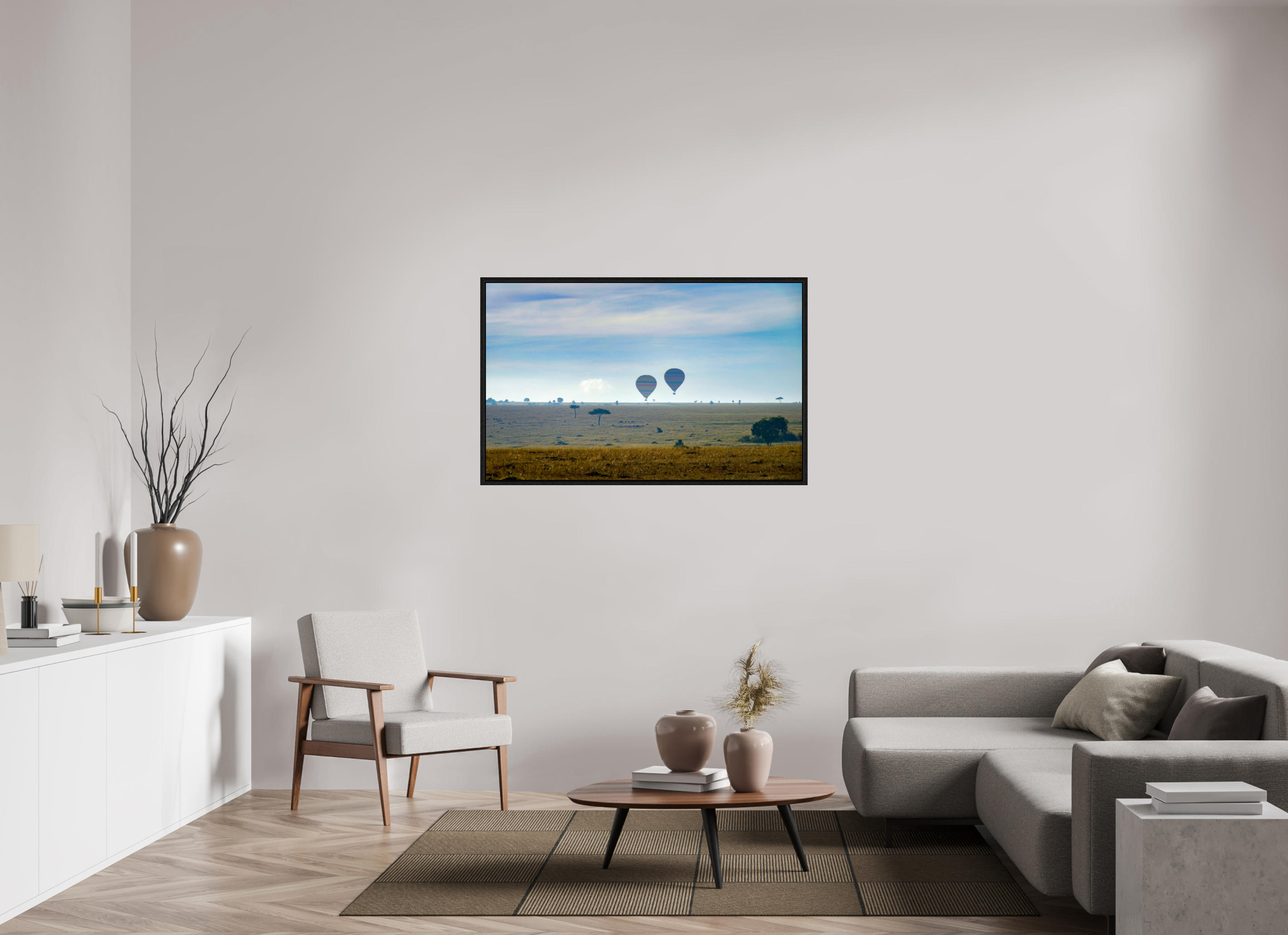 128.6 x 80 cm, Floater Frame Hot-air Balloon over the Savanna