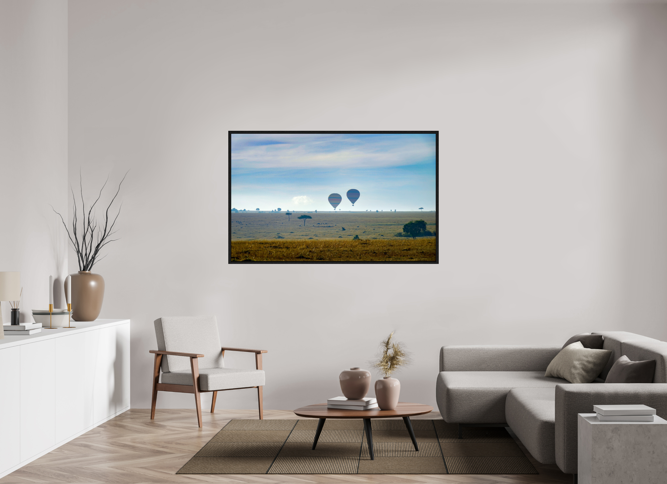 160.7 x 100 cm, Floater Frame Hot-air Balloon over the Savanna