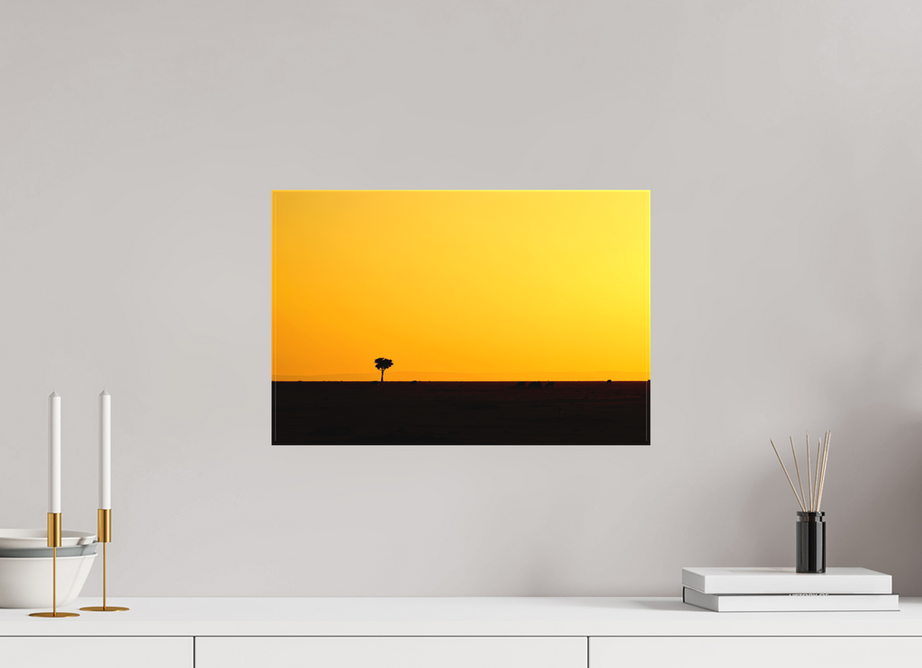 45 x 30 cm, Matte Canvas on Stretcher Frame Golden Sky over the African Savannah