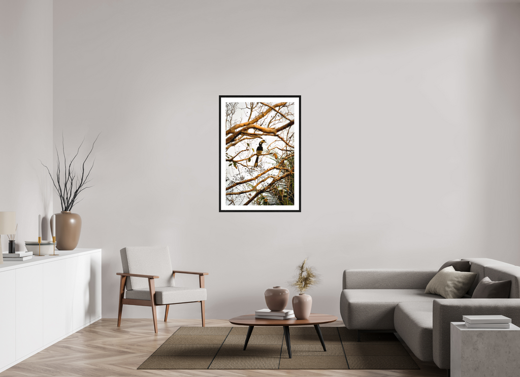 70 x 105 cm, Smooth Natural Paper Print with Frame Hornbill at Rest