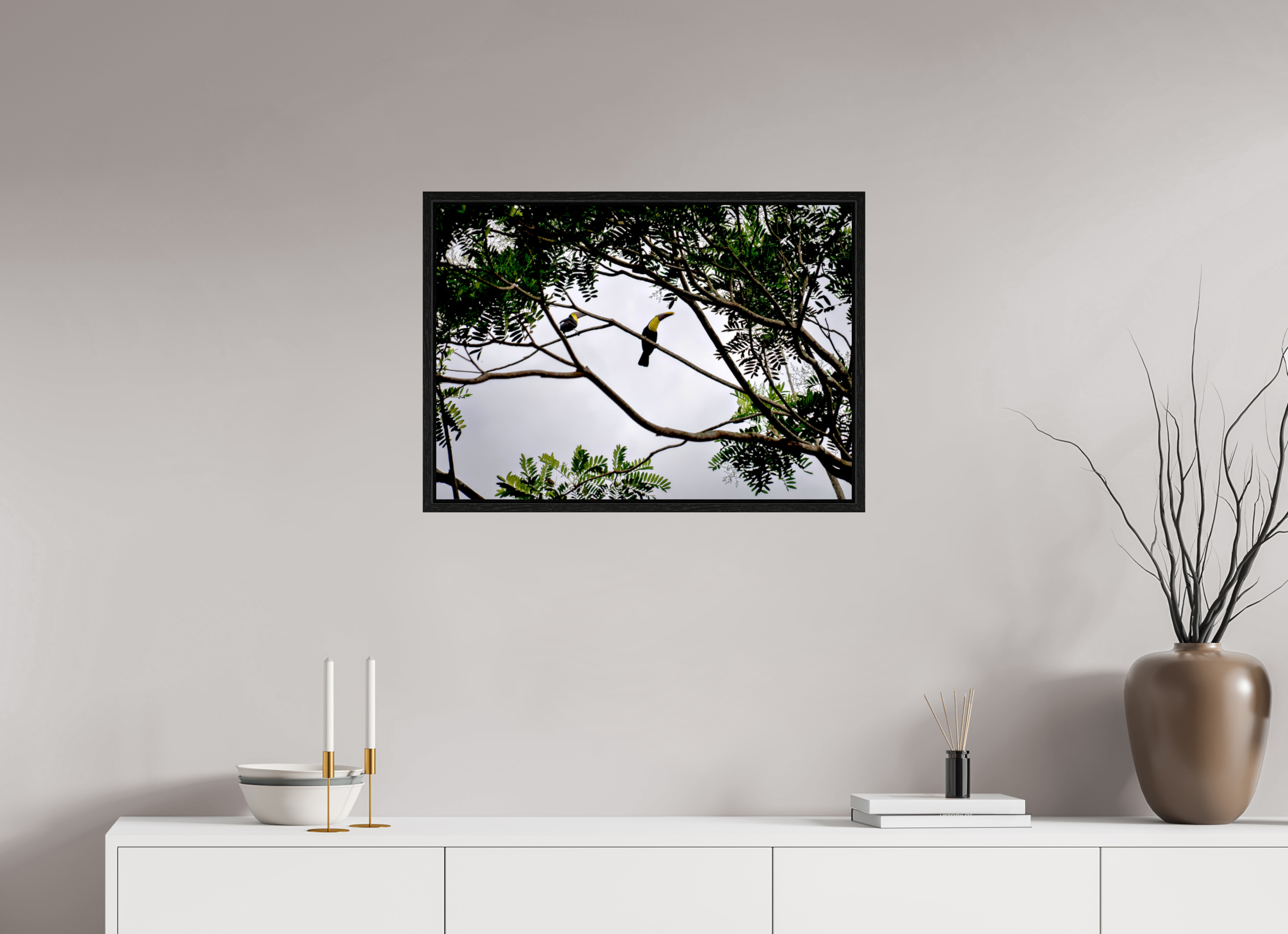 70.6 x 50 cm, Floater Frame A Hornbill on a Branch