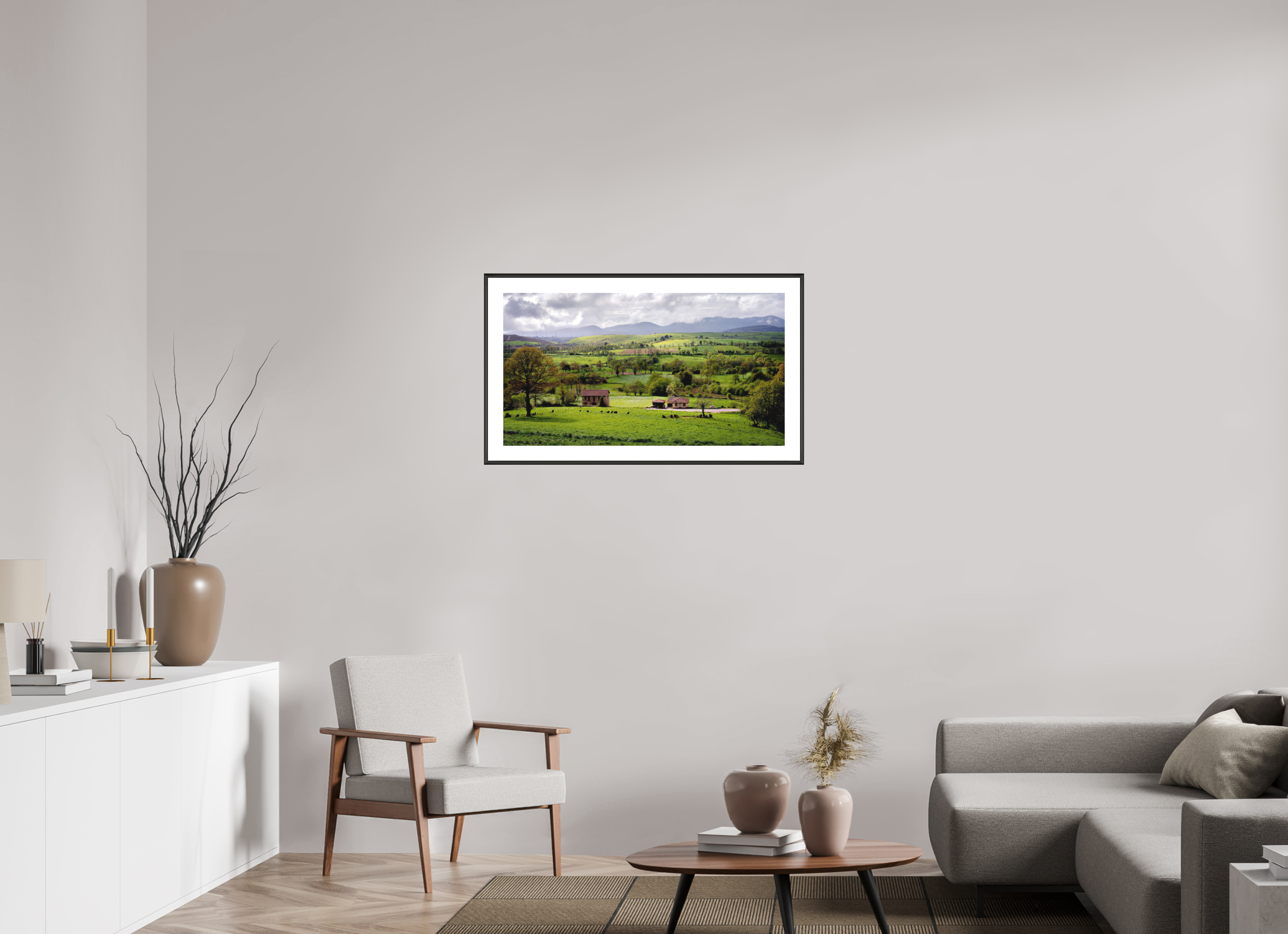 91.5 x 50 cm, Changeable Magnetic Frame - Hahnemühle Fineart Pearl A Lush Hilly Countryside in Spain
