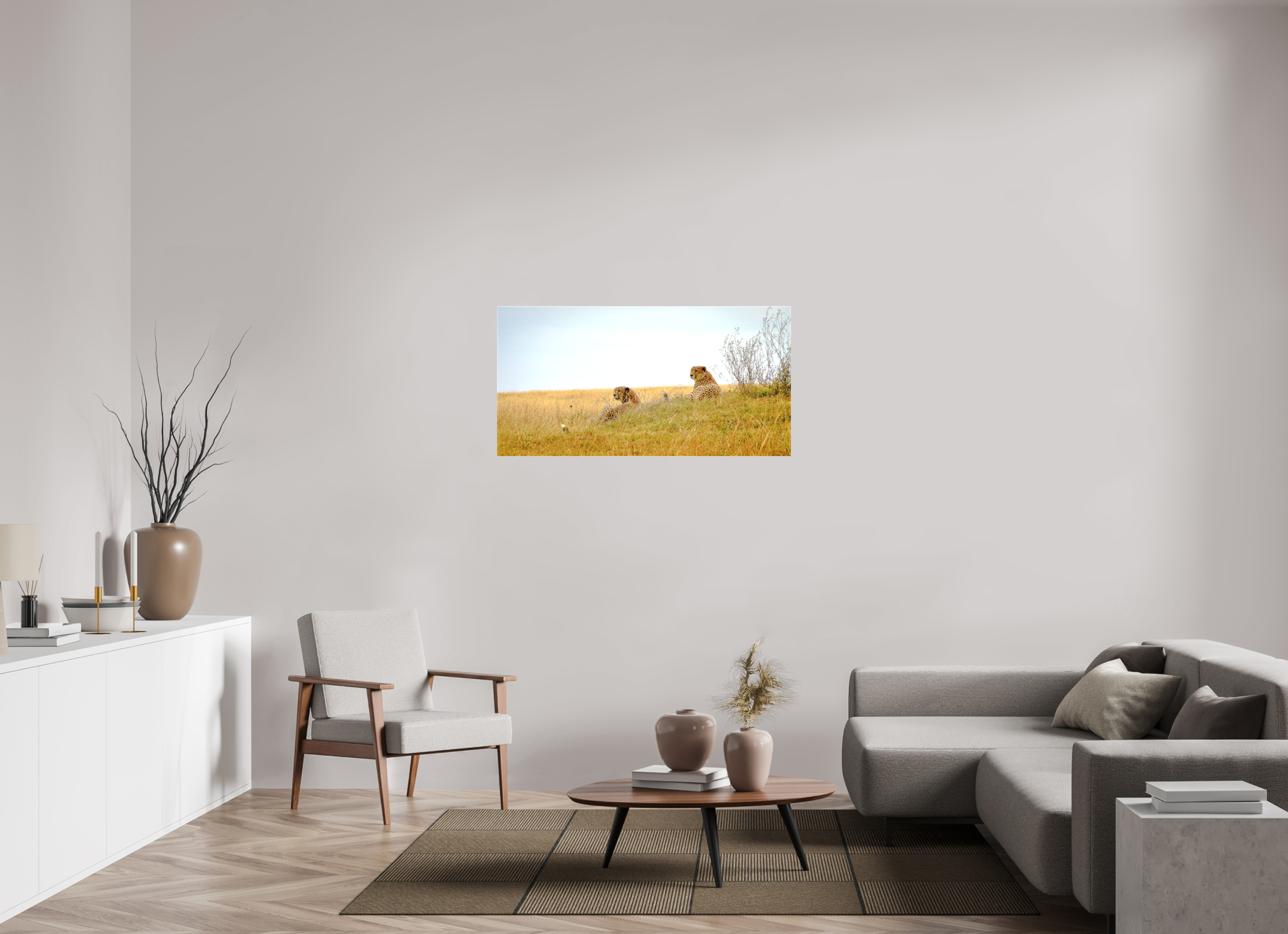 118.7 x 60 cm, Matte Canvas on Stretcher Frame Cheetah Connection