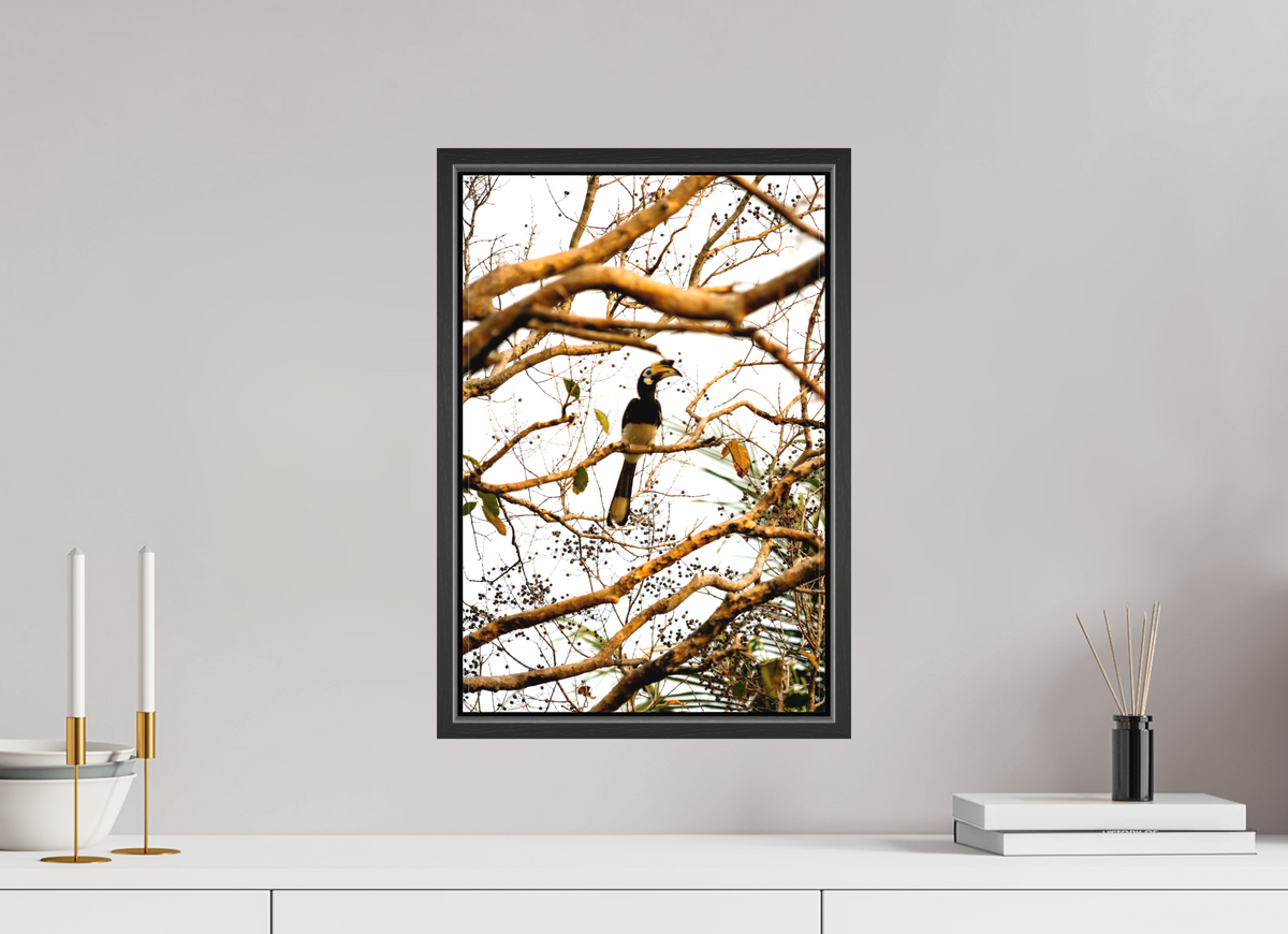 30 x 45 cm, Textile Print Canvas with 15 mm Width Gap Frame Hornbill at Rest