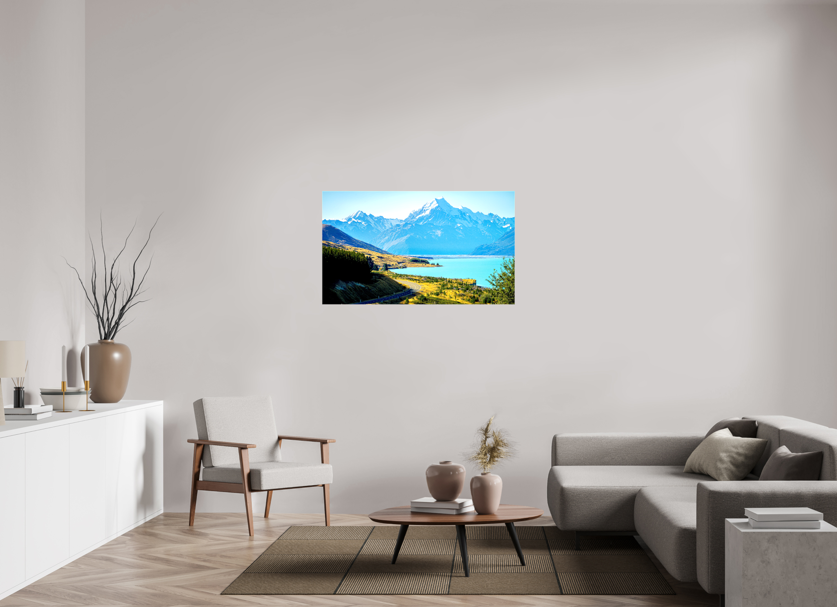 119.7 x 70 cm, Canvases Unframed Mount Cook Road - New Zealand