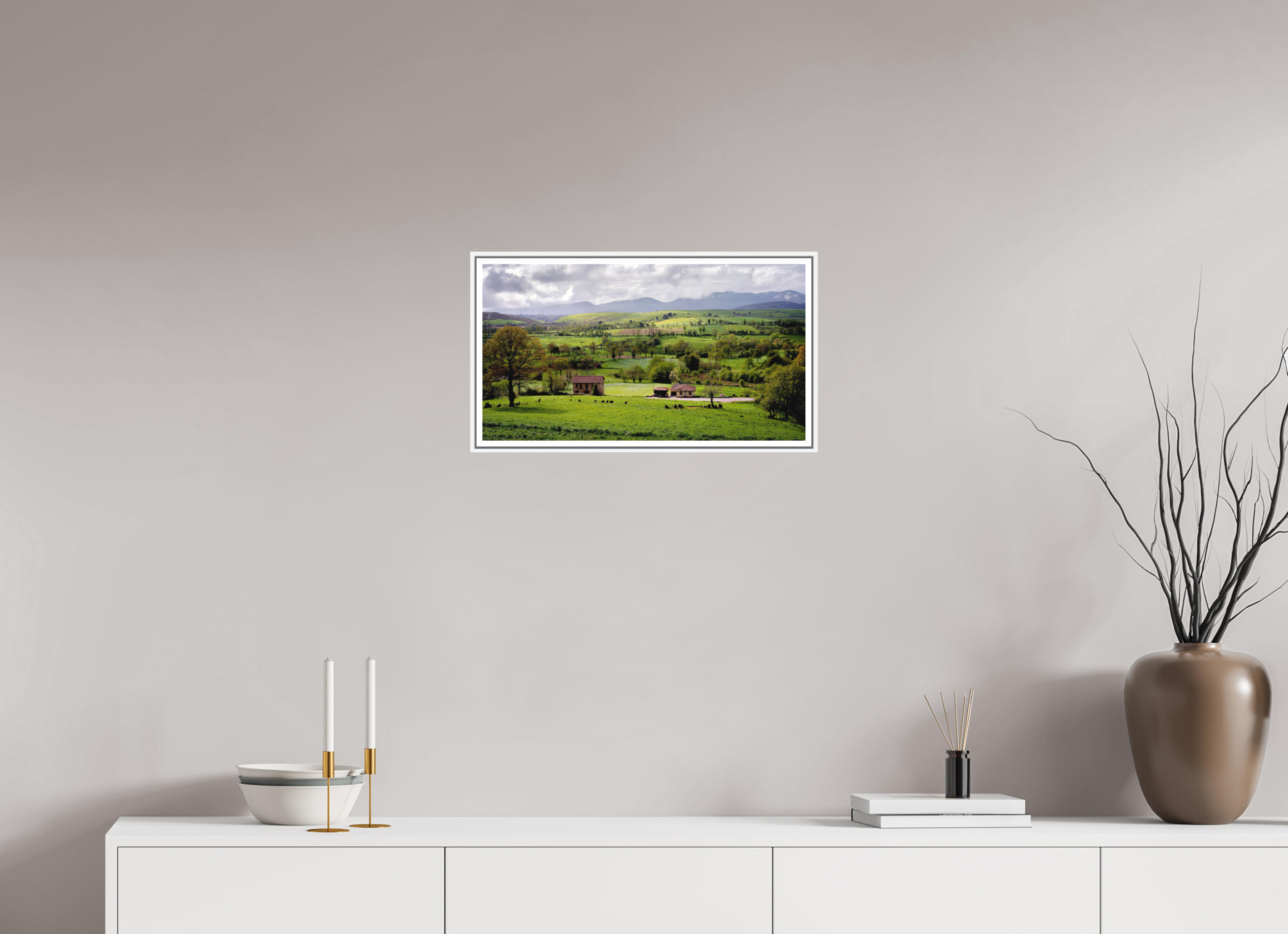 54.9 x 30 cm, Print on Forex with Frame Fields in Bloom, Galicia