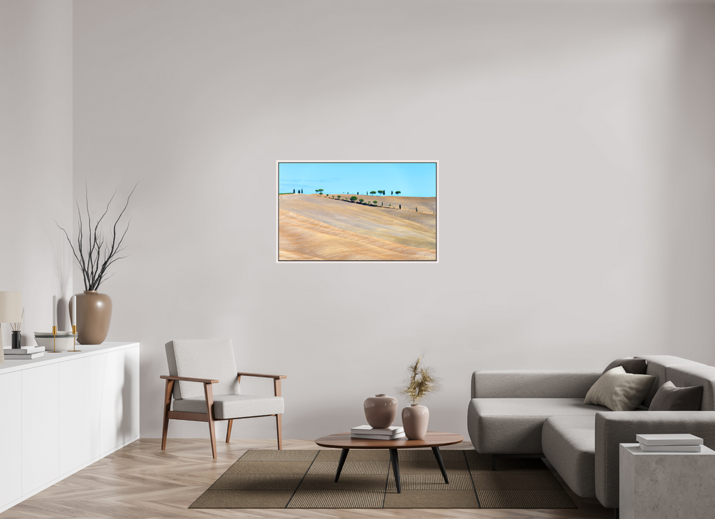 113.8 x 70 cm, Matte Canvas 15 mm Frame Waves of the Harvest, Tuscany, Italy
