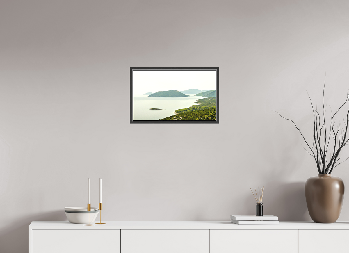 50.3 x 30 cm, Textile Print Canvas with 15 mm Width Gap Frame Floating Islands - Croatia