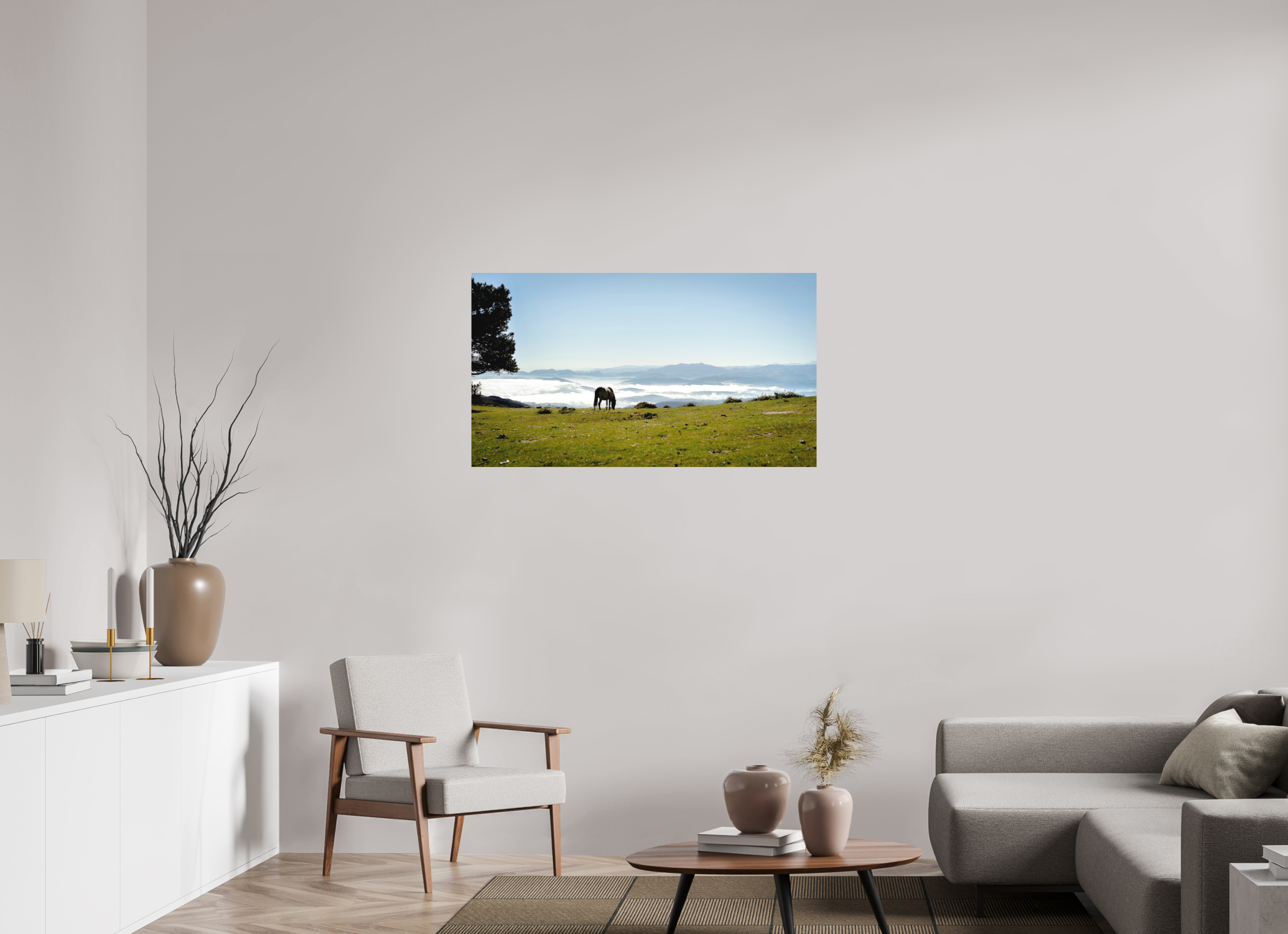 112 x 63 cm, Fine Art Print Smooth A Horse with a View