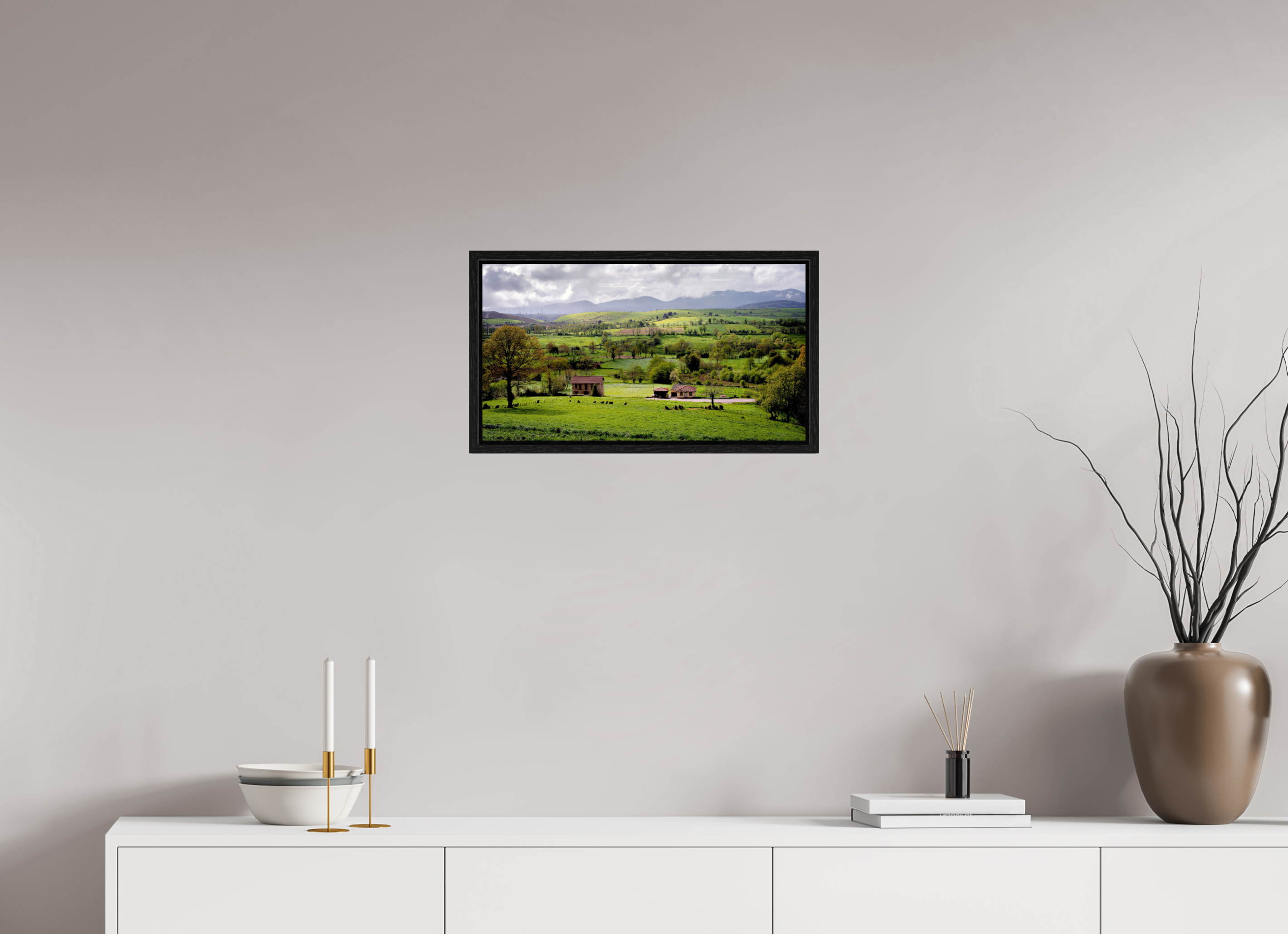 54.9 x 30 cm, Floater Frame A Lush Hilly Countryside in Spain
