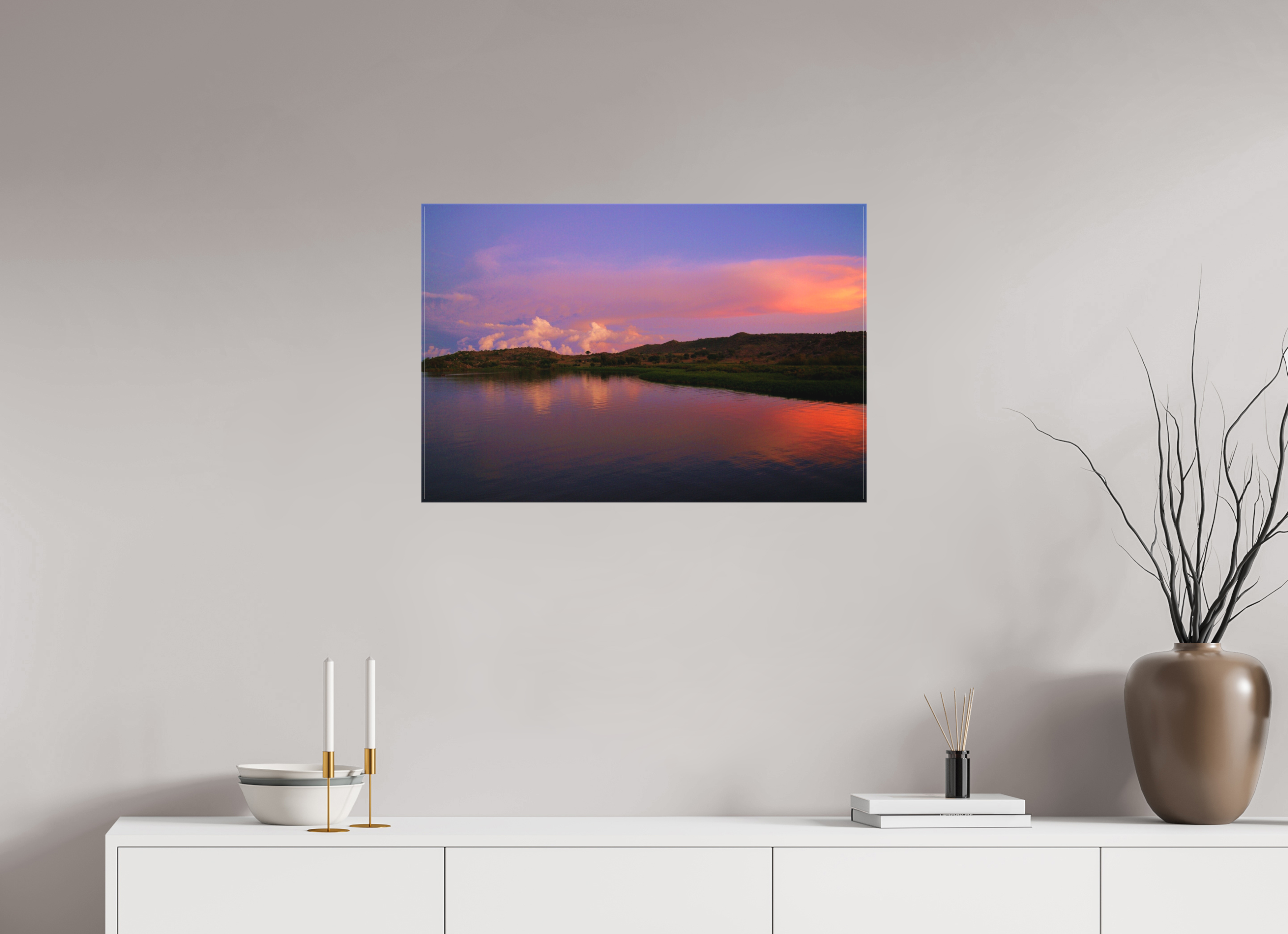 75 x 50 cm, Matte Canvas on Stretcher Frame Sunrise Hues - Tanzania