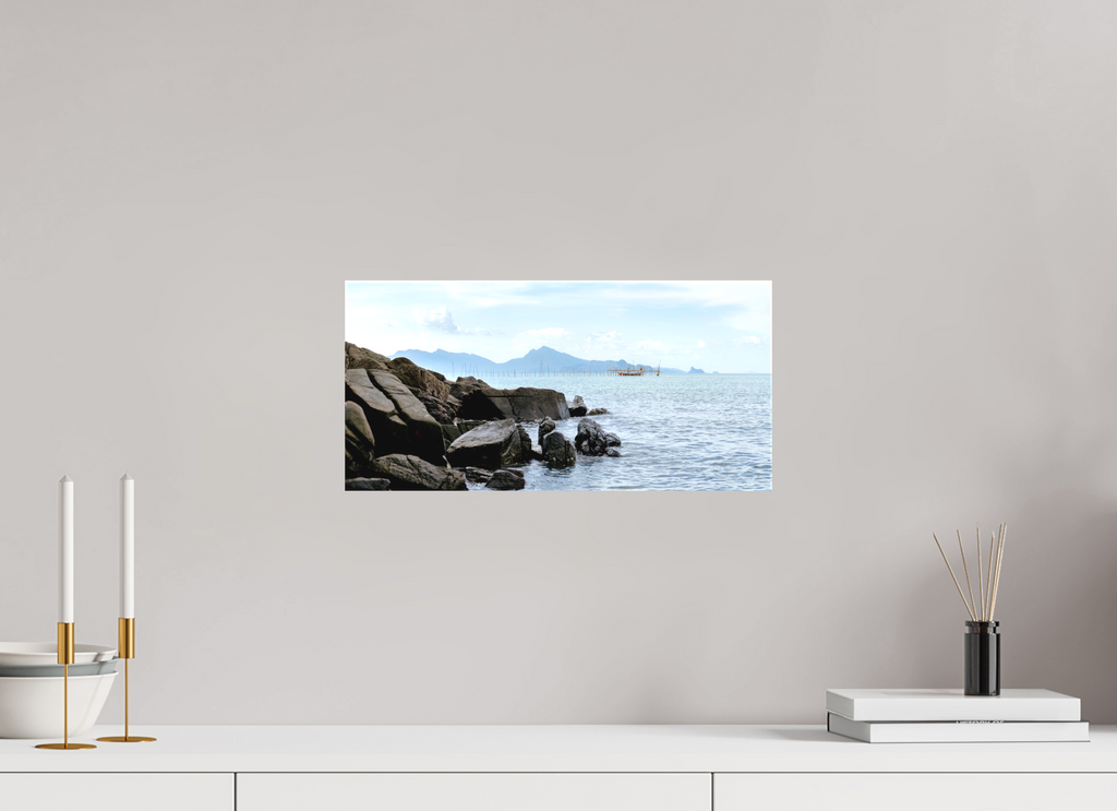 41.8 x 20 cm, Matte Canvas on Stretcher Frame Black Rocks