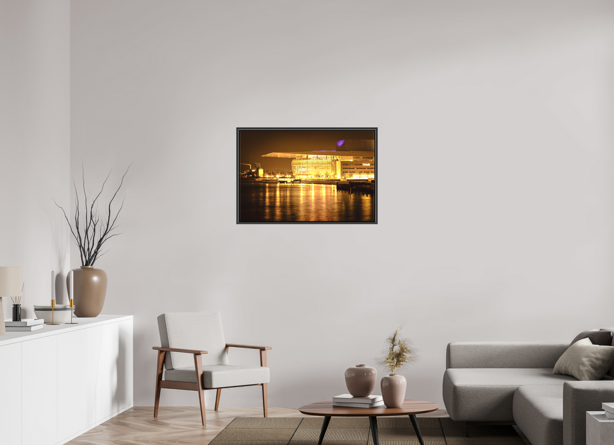 90 x 60 cm, Textile Print Canvas with 15 mm Width Gap Frame Operaen at Night