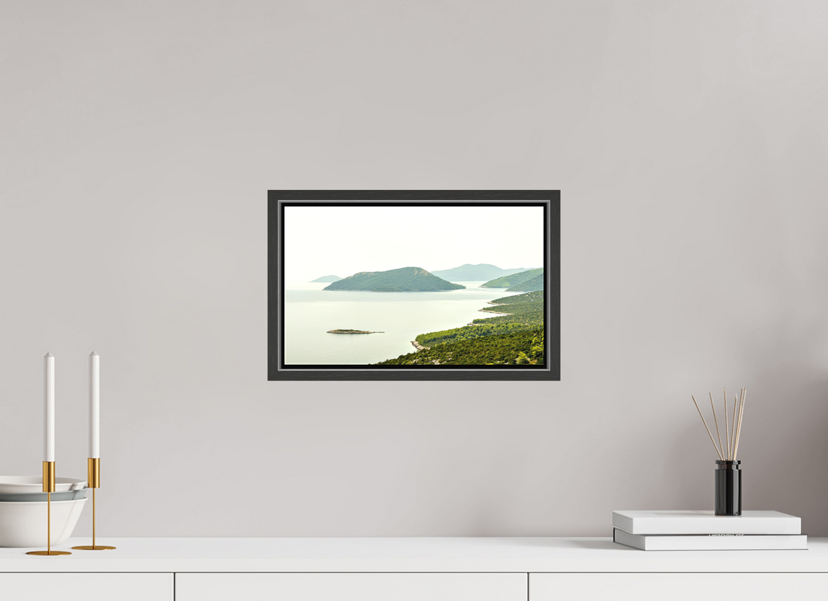 33.5 x 20 cm, Textile Print Canvas with 15 mm Width Gap Frame Floating Islands - Croatia
