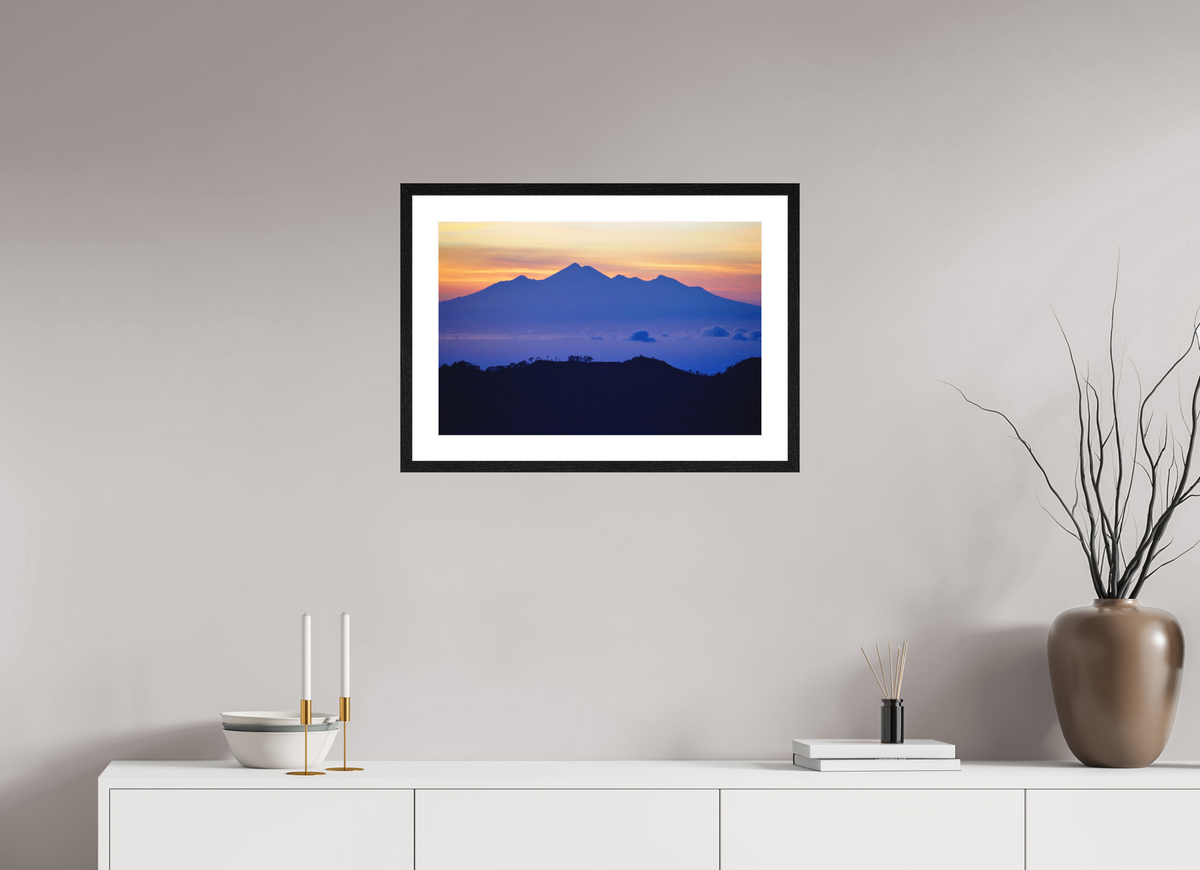 60 x 40 cm, Smooth Natural Paper Print with Frame Mount Agung at Sunrise - Bali - Indonesia