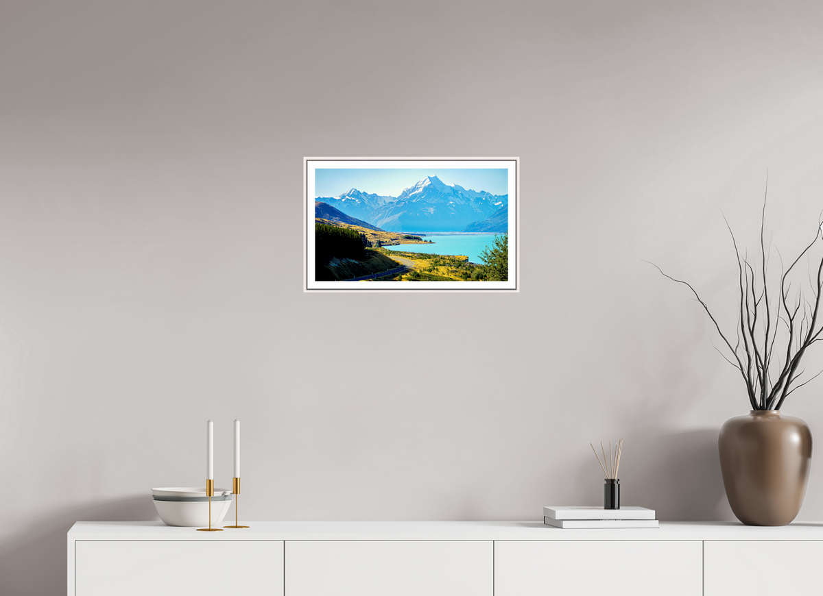 51.3 x 30 cm, Fine Art Print On Framed Aluminum Dibond Mount Cook Road - New Zealand
