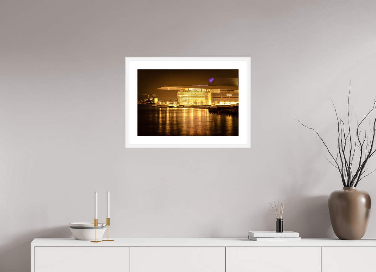 60 x 40 cm, Fine Art Print with Frame Operaen at Night