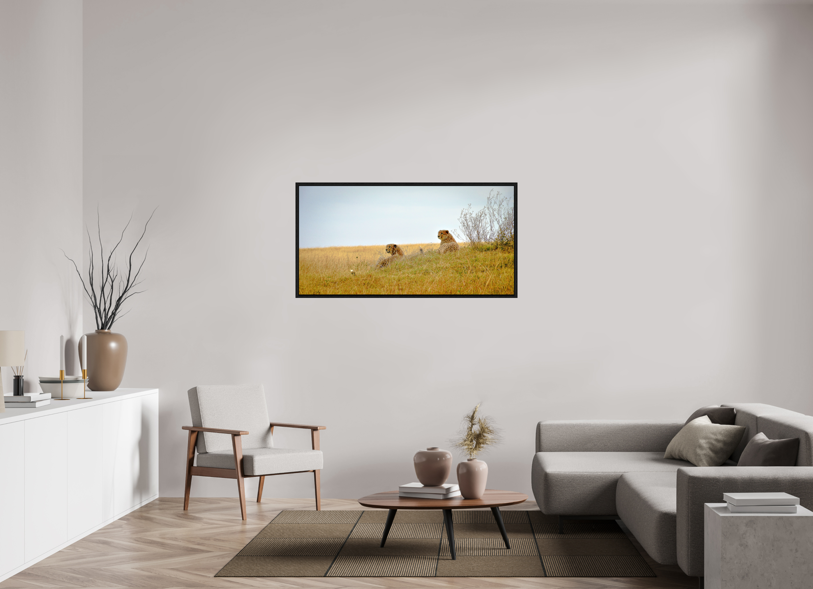 138.5 x 70 cm, Floater Frame Cheetah Connection
