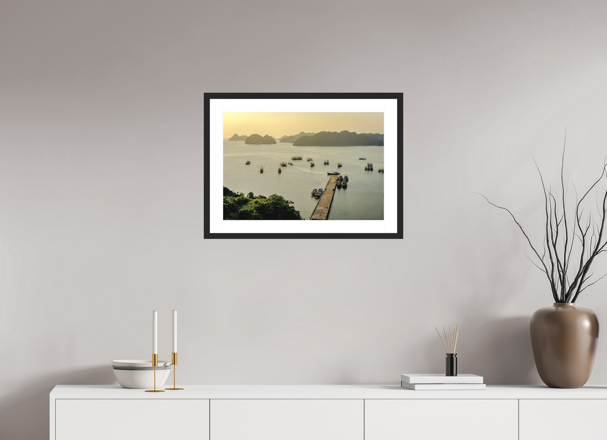 59.1 x 40 cm, Fuji Crystal DP II — Matte, Framed Golden Harbour in Cat Ba Island – Vietnam – ELSEWHERE