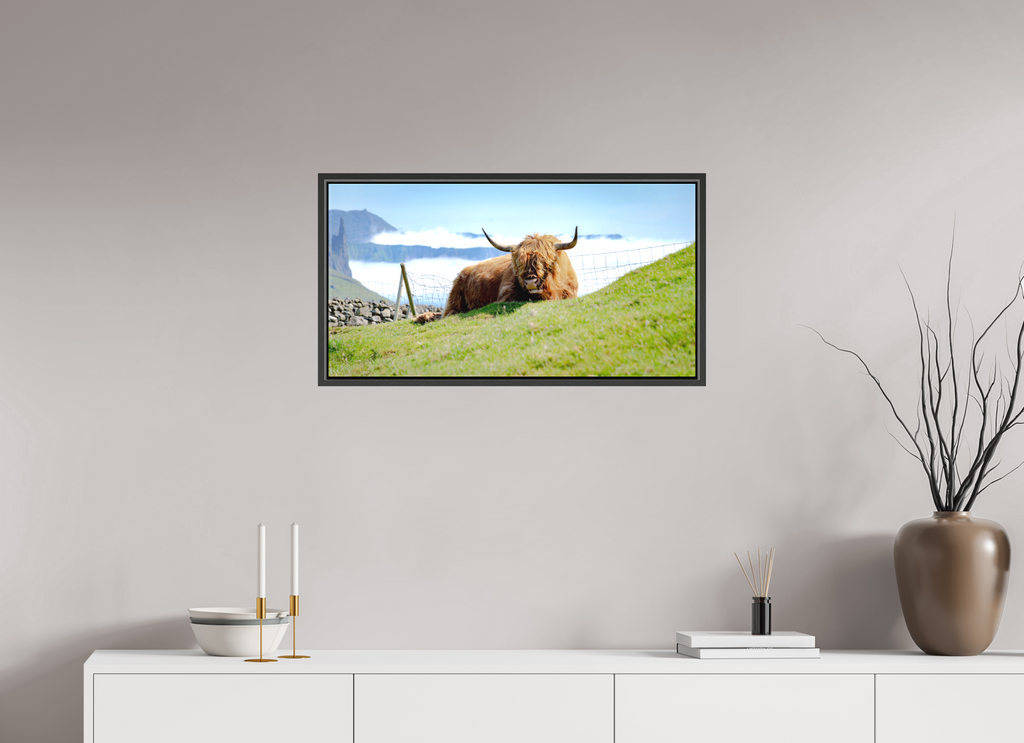 77.2 x 40 cm, Canvas Highland Cow of the Faroe Islands