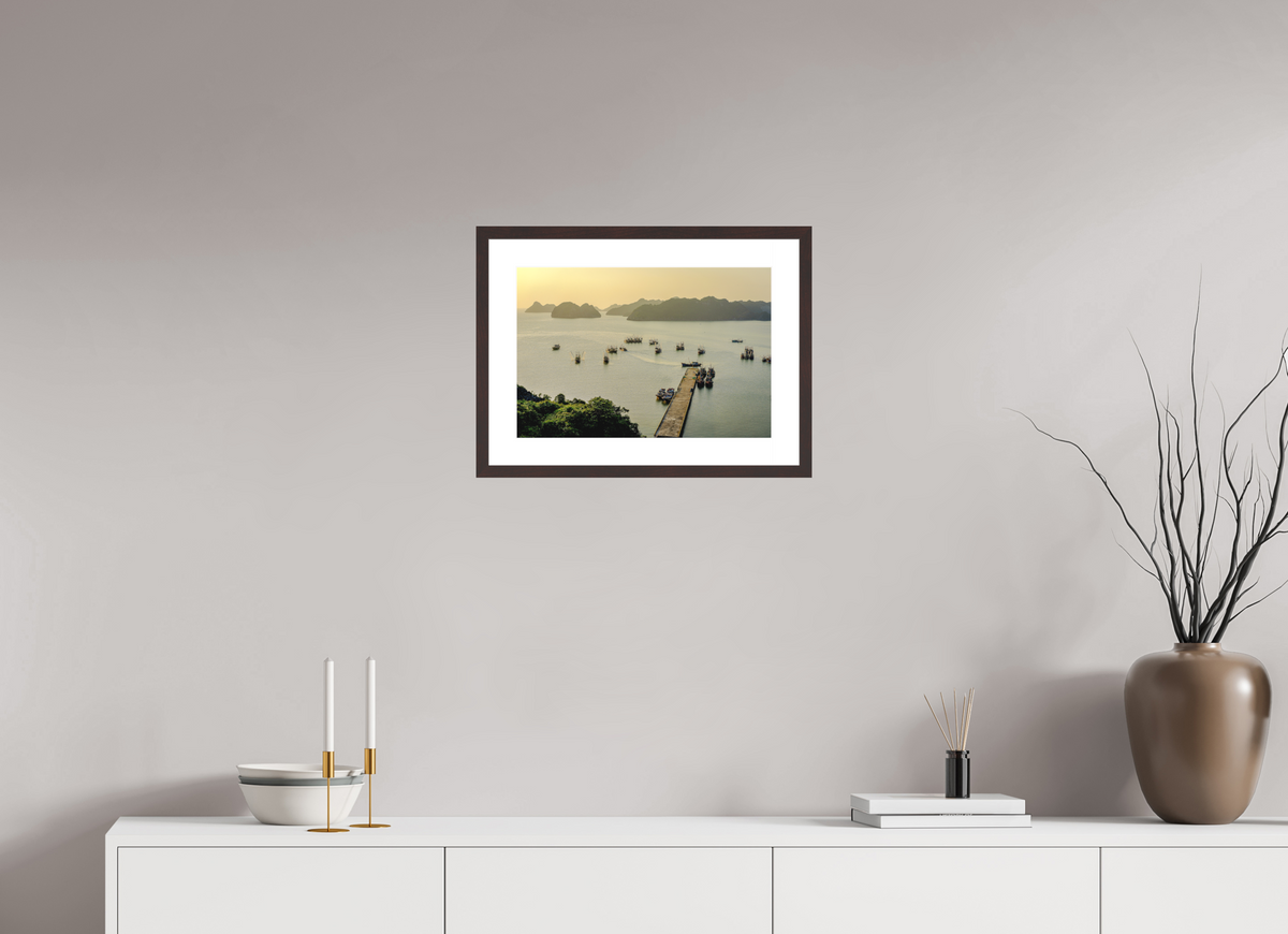 44.3 x 30 cm, Baryta Prestige II with Matte Float Glass Golden Harbour – Cat Ba Island, Vietnam