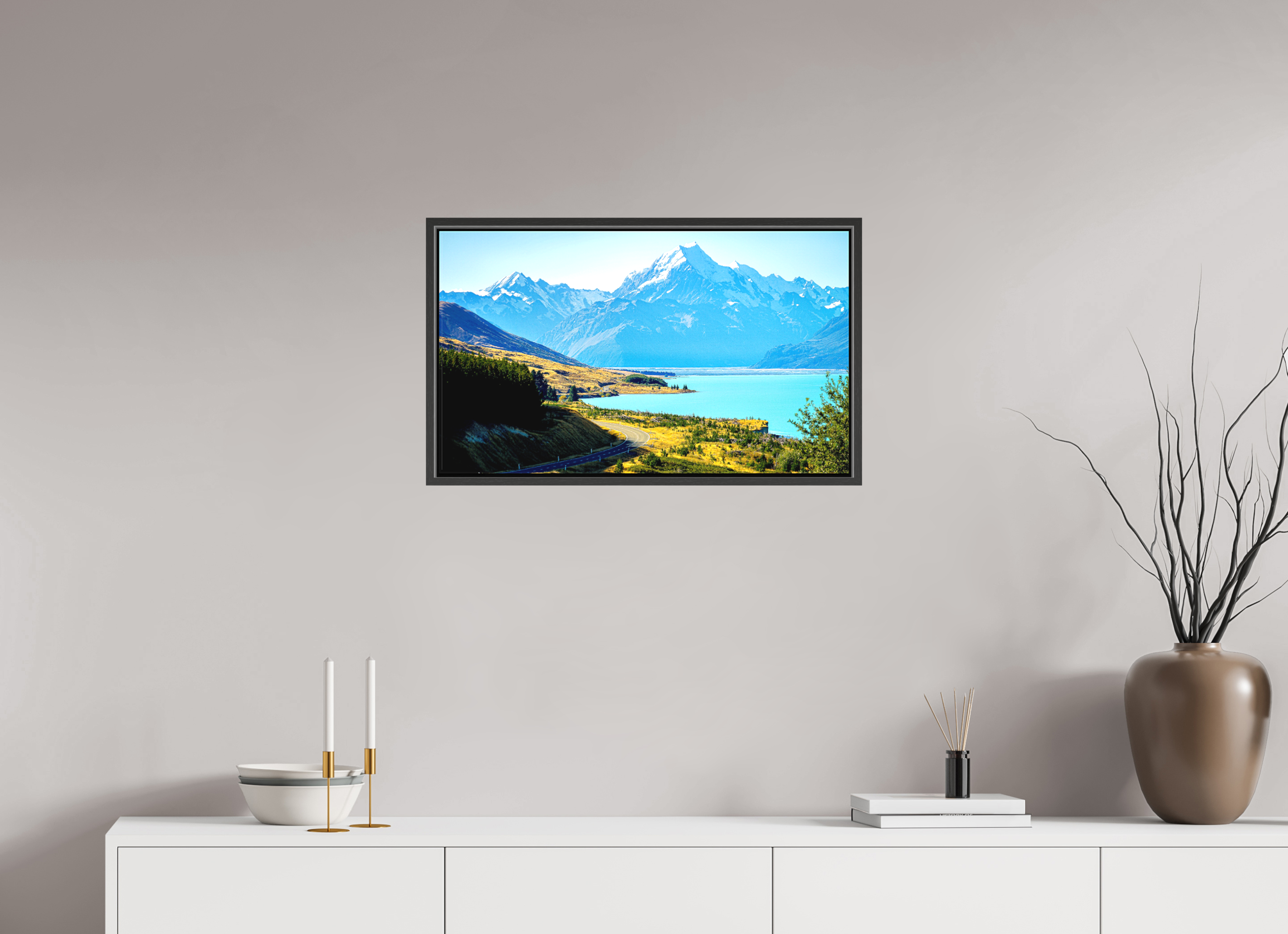 68.4 x 40 cm, Canvas Mount Cook Road - New Zealand