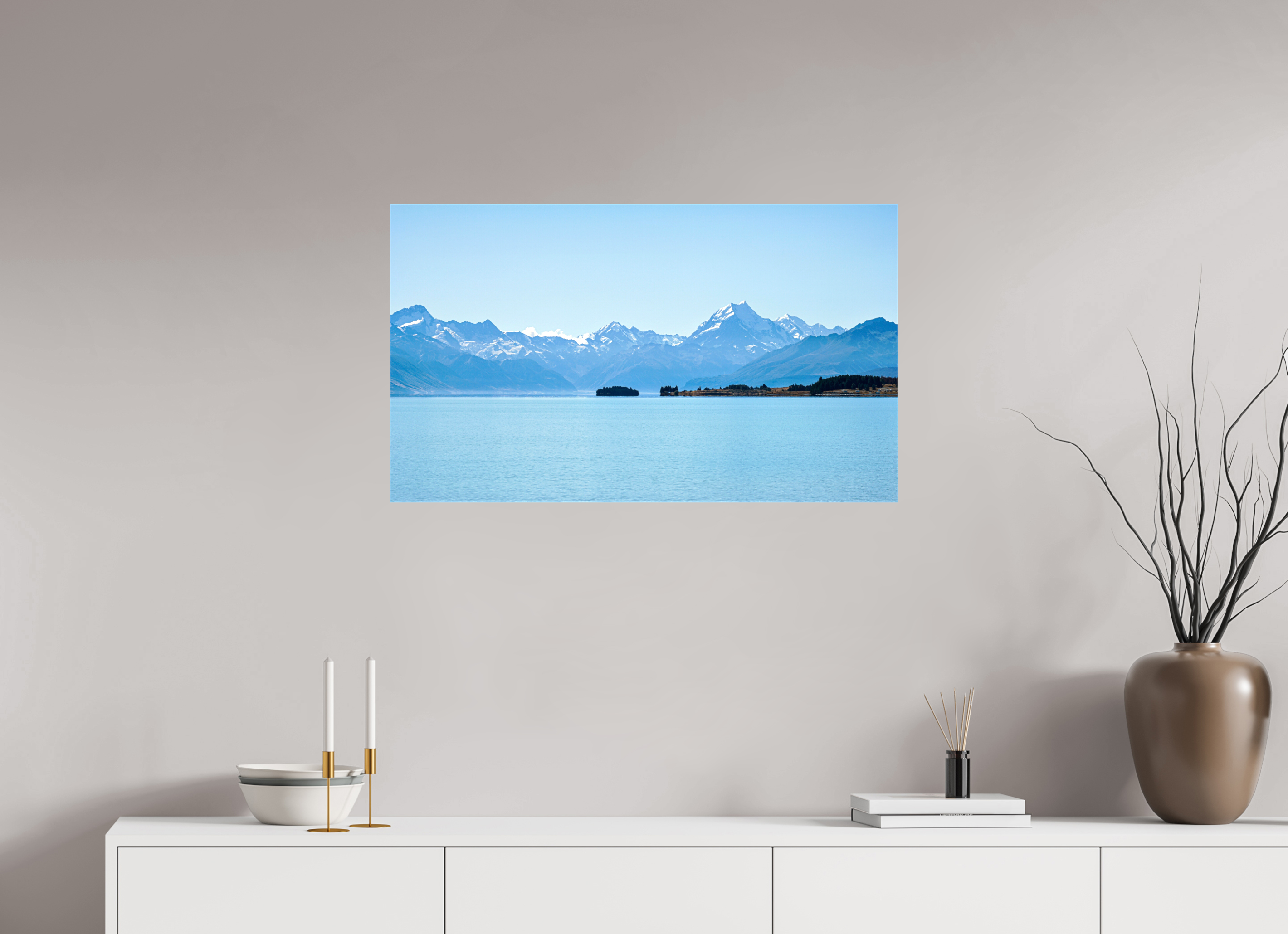 85.9 x 50 cm, Canvases Unframed Aoraki Reflections – Lake Pukaki & Mount Cook, New Zealand