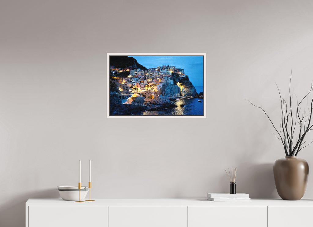 63.9 x 40 cm, Matte Canvas 15 mm Frame Manarola Harbour