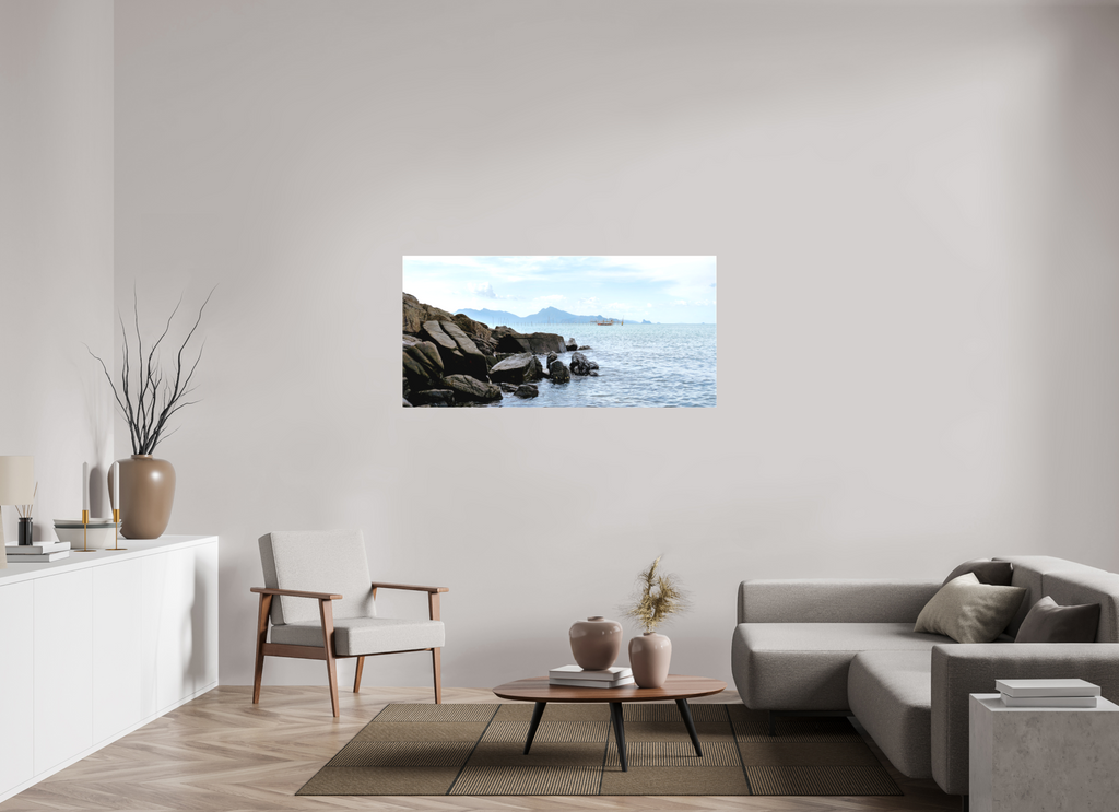 146.1 x 70 cm, Matte Canvas on Stretcher Frame Black Rocks