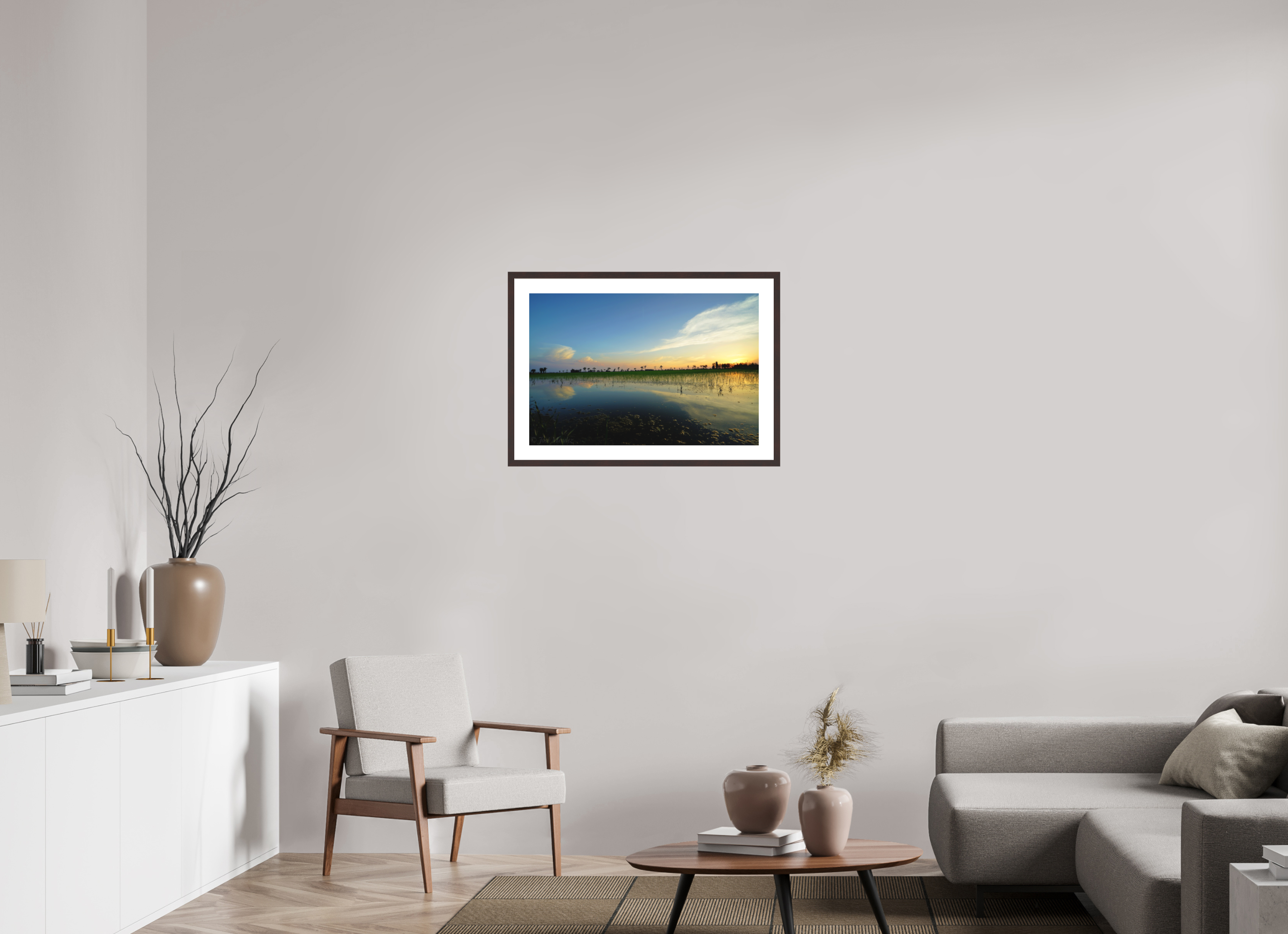 75 x 50 cm, Baryta Prestige II with Matte Float Glass Rice Fields at Dusk