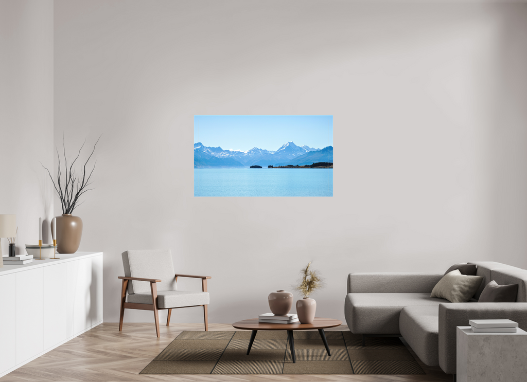 137.4 x 80 cm, Matte Canvas on Stretcher Frame Aoraki Reflections – Lake Pukaki & Mount Cook, New Zealand