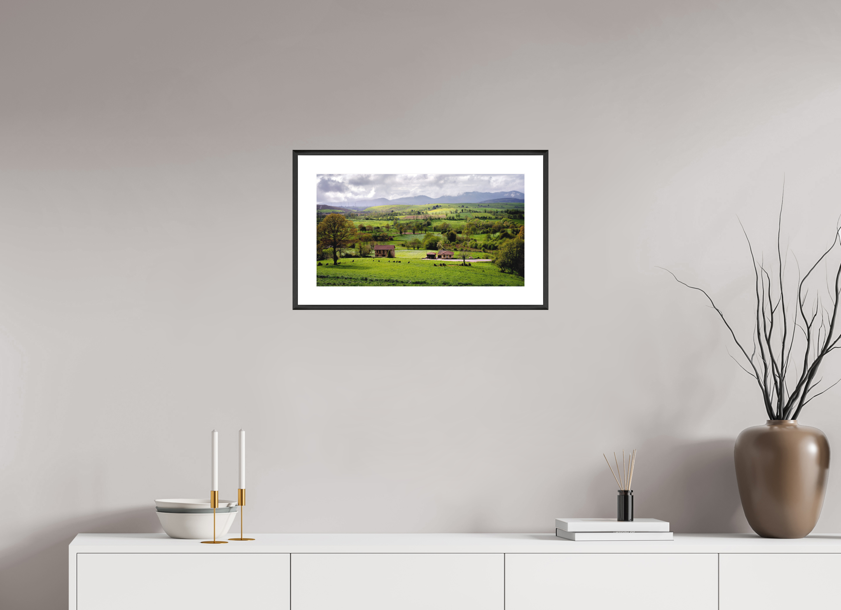 54.9 x 30 cm, Changeable Magnetic Frame - Hahnemühle Fineart Pearl A Lush Hilly Countryside in Spain
