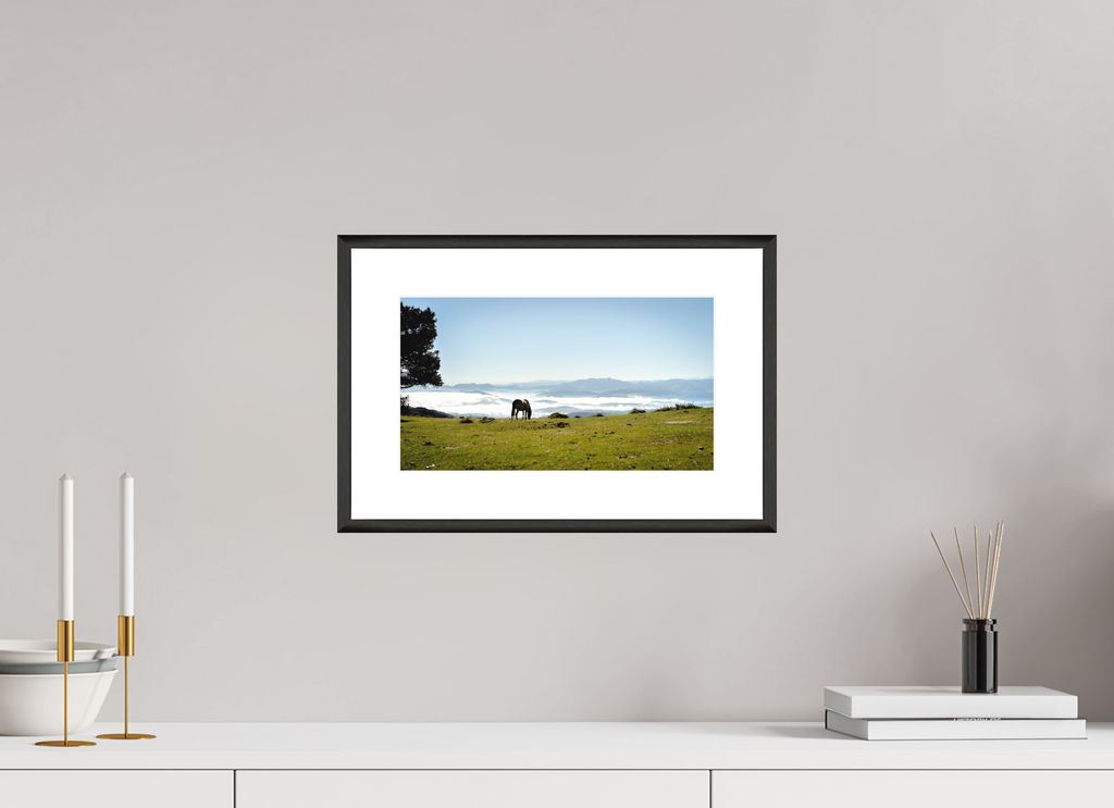 32 x 18 cm, Changeable Magnetic Frame - Hahnemühle Fineart Pearl A Horse with a View