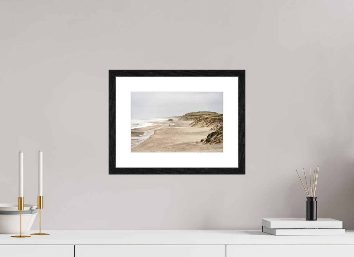 30 x 20 cm, Smooth Natural Paper Print with Frame Northern Dunes - Hvide Sande - Denmark