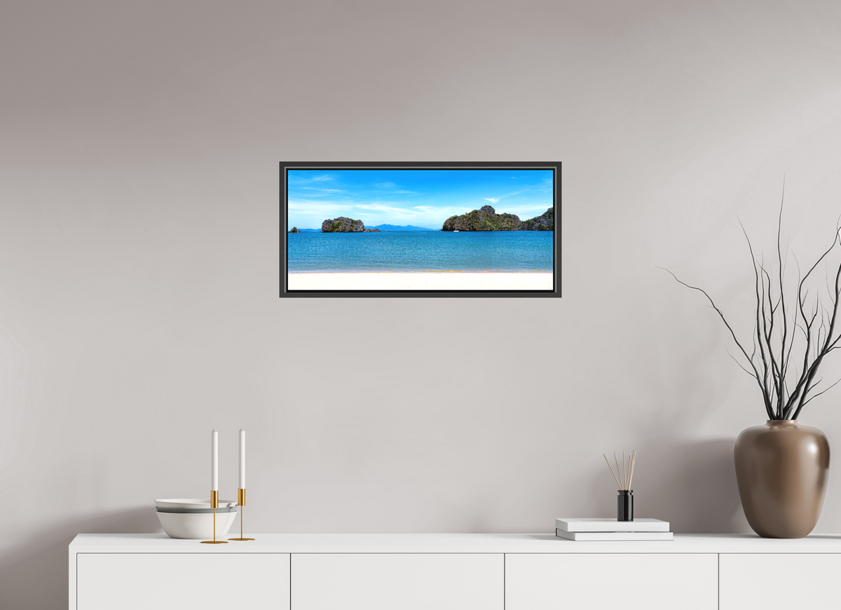 67.8 x 30 cm, Textile Print with 15 mm Width Gap Frame Tanjung Rhu Serenity, Langkawi, Malaysia