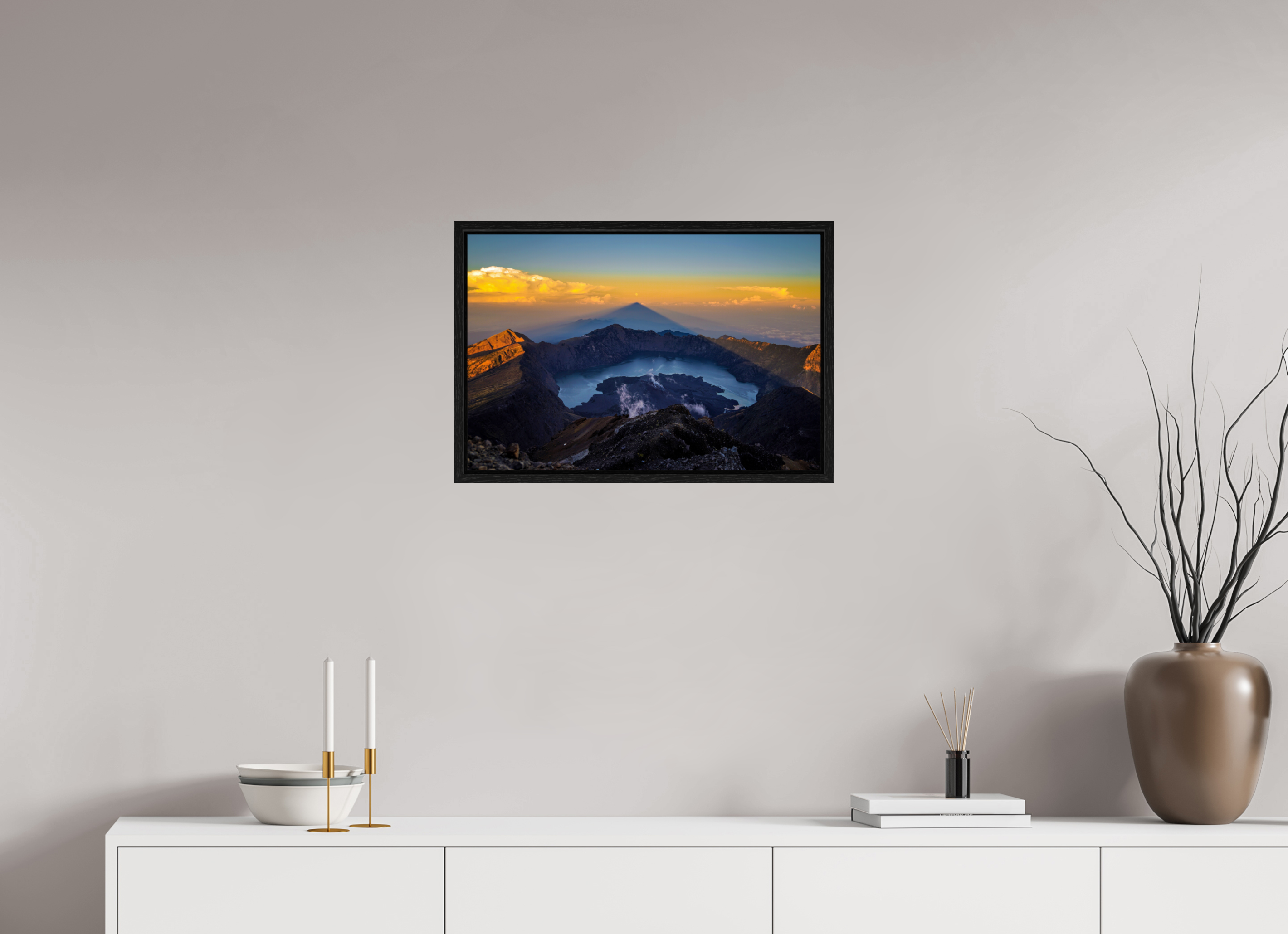 60 x 40 cm, Floater Frame The Caldera of Mount Rinjani - Lombok - Indonesia