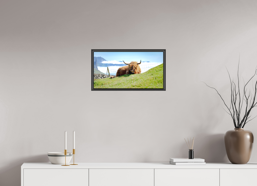 57.9 x 30 cm, Canvas Highland Cow of the Faroe Islands