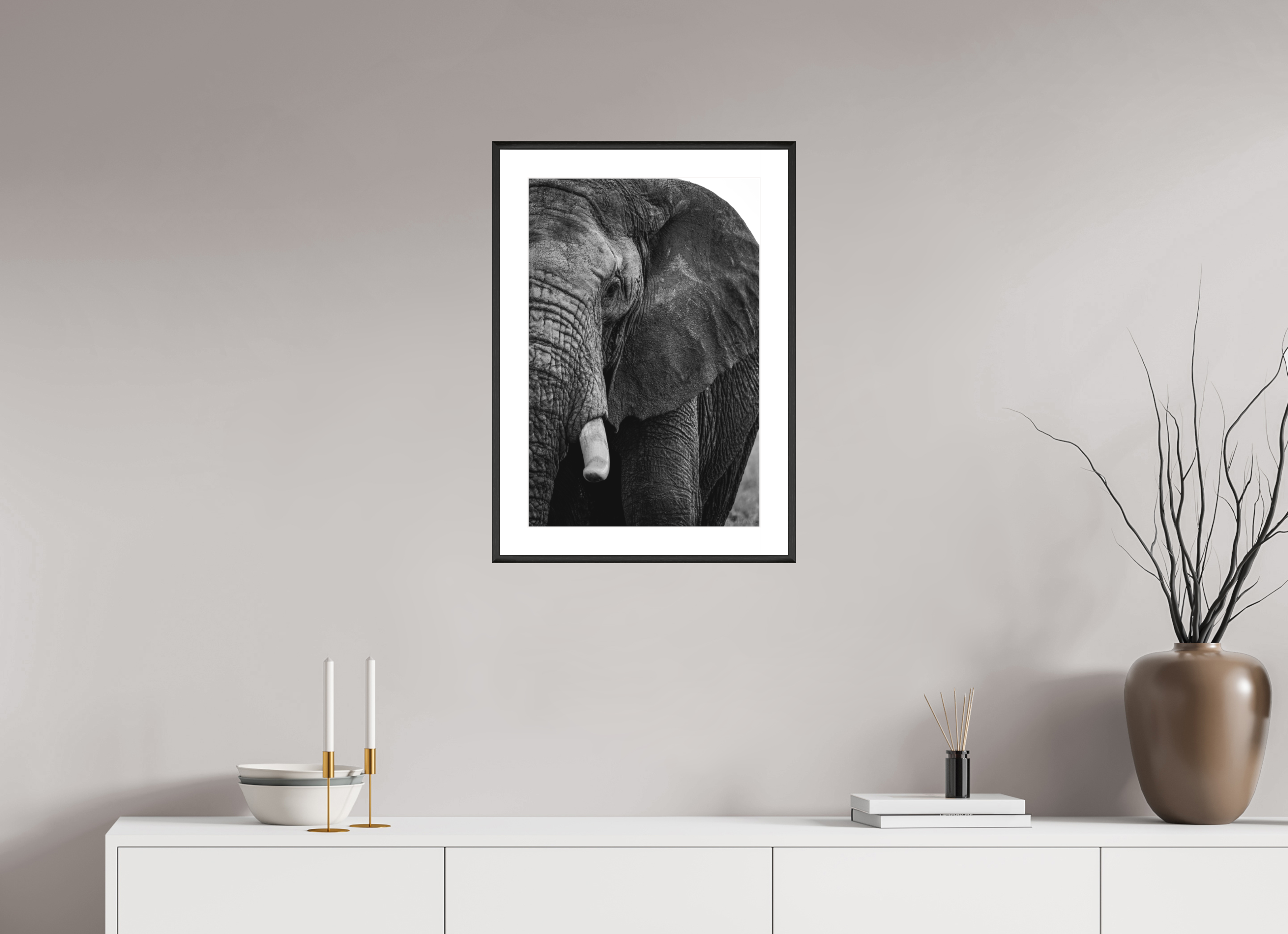 40 x 60 cm, Changeable Magnetic Frame - Hahnemühle Fineart Pearl The Hidden Side of Elephants