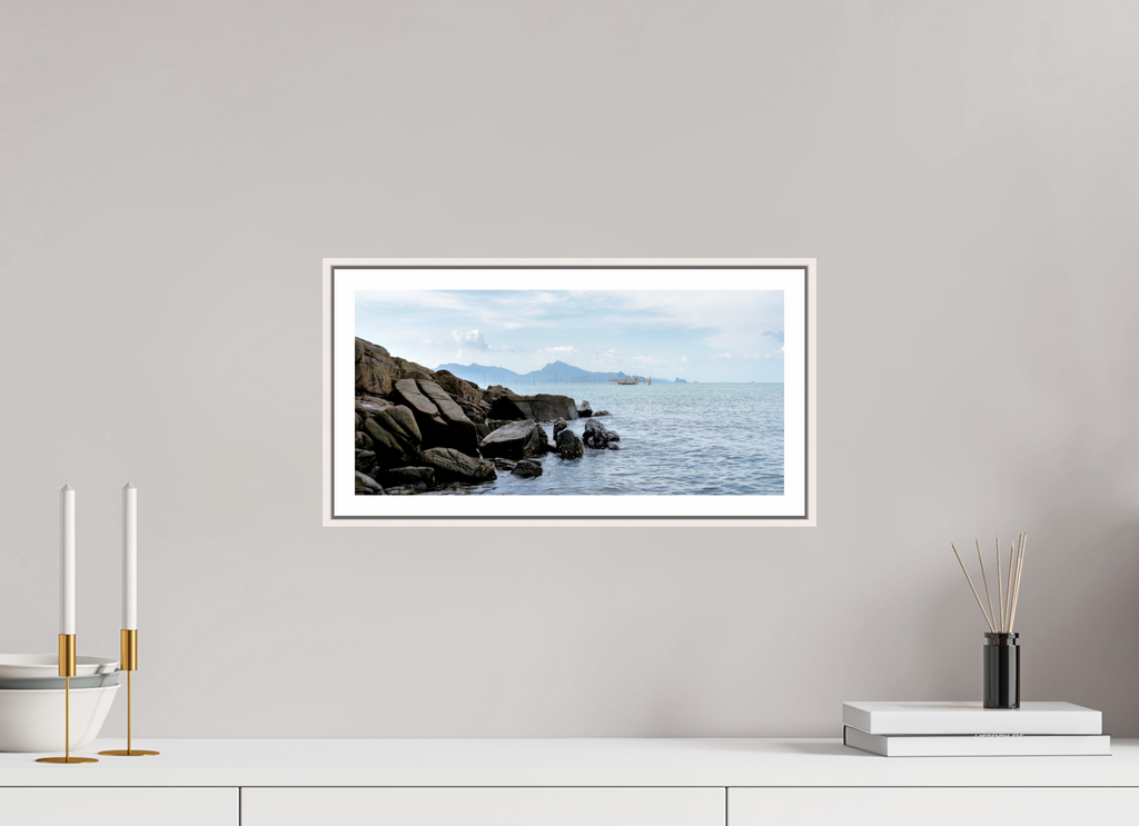 41.8 x 20 cm, Fine Art Print On Framed Aluminum Dibond Black Rocks